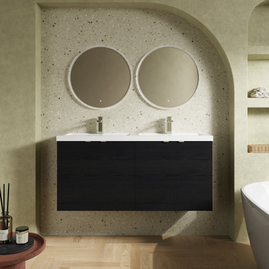 Hudson Reed Fusion 1200mm Charcoal Black Wall Hung Vanity Unit with Twin Basin