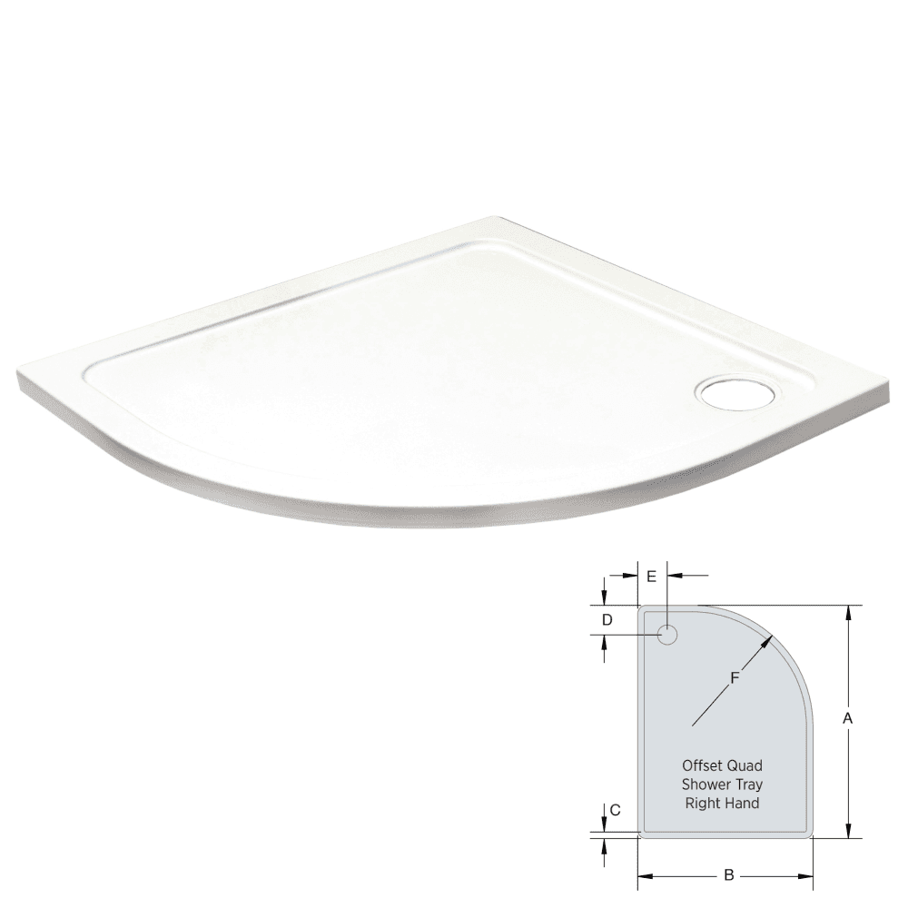 K-Vit 1000 x 800mm RH Offset Quad Low Profile Tray