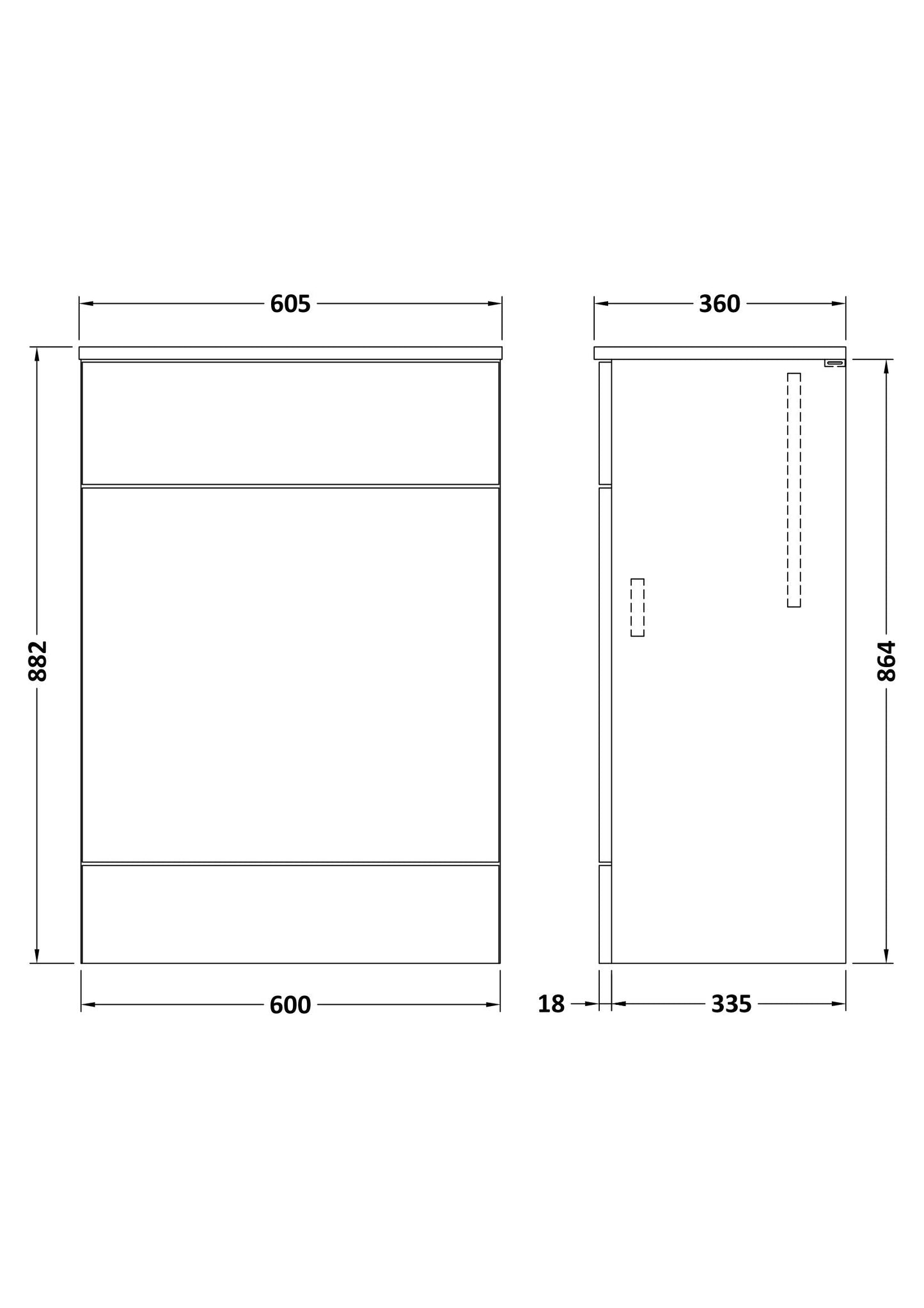 Hudson Reed Fusion 600mm Floor Standing Toilet Unit with Top