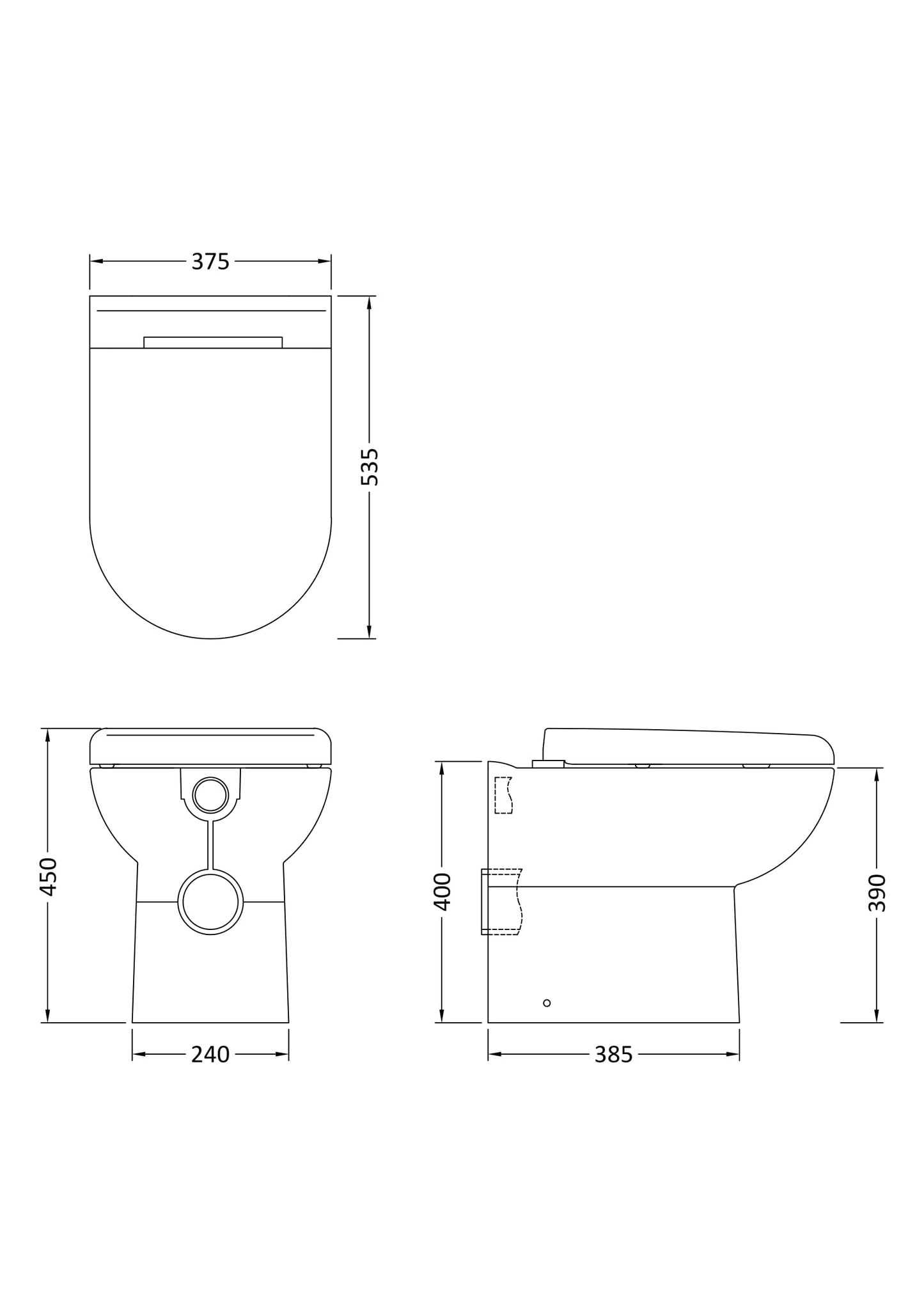 Hudson Reed Back To Wall Toilets Round Toilet Pan Including Seat