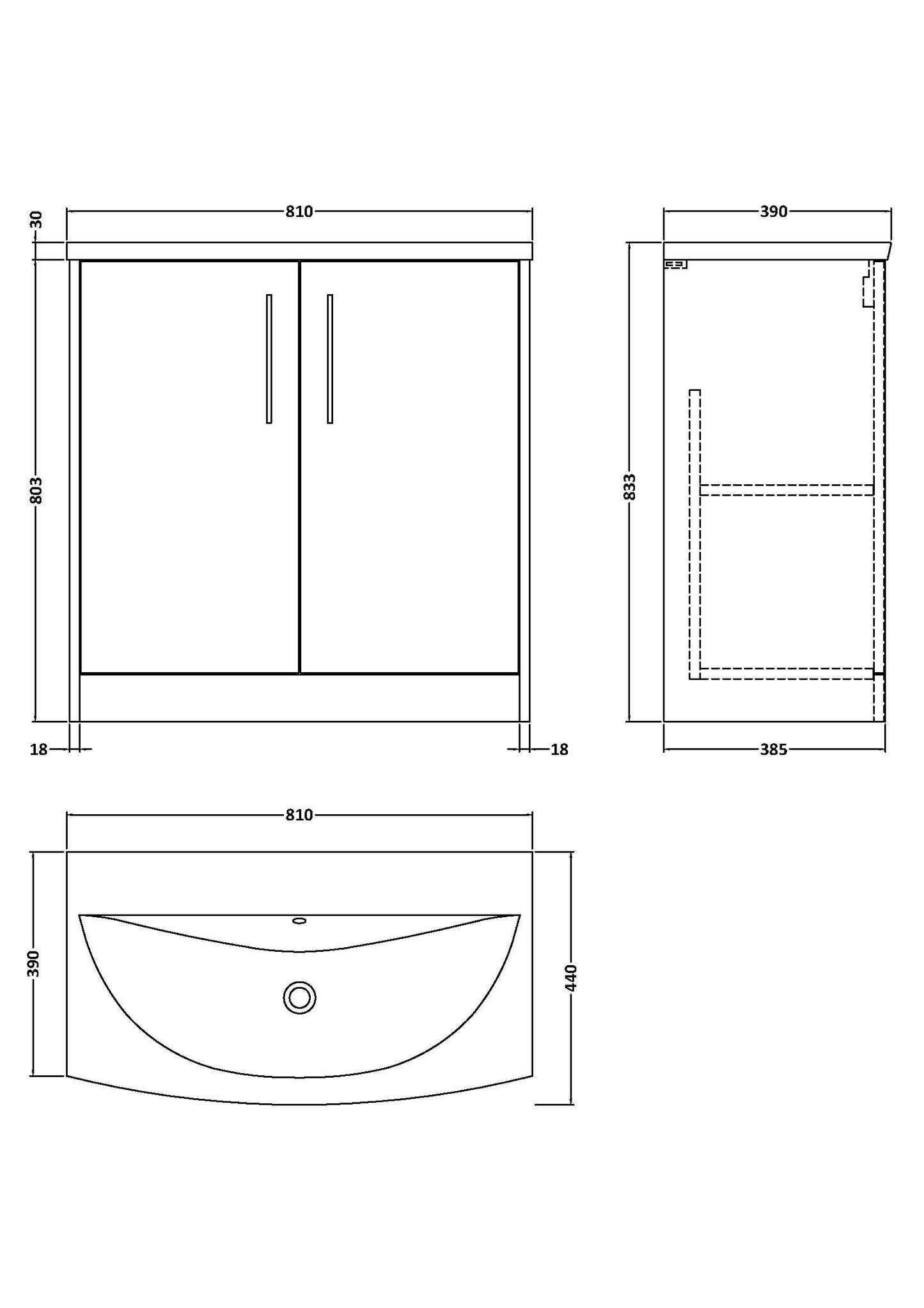 Hudson Reed Juno 800mm Floor Standing Vanity Unit With Basin