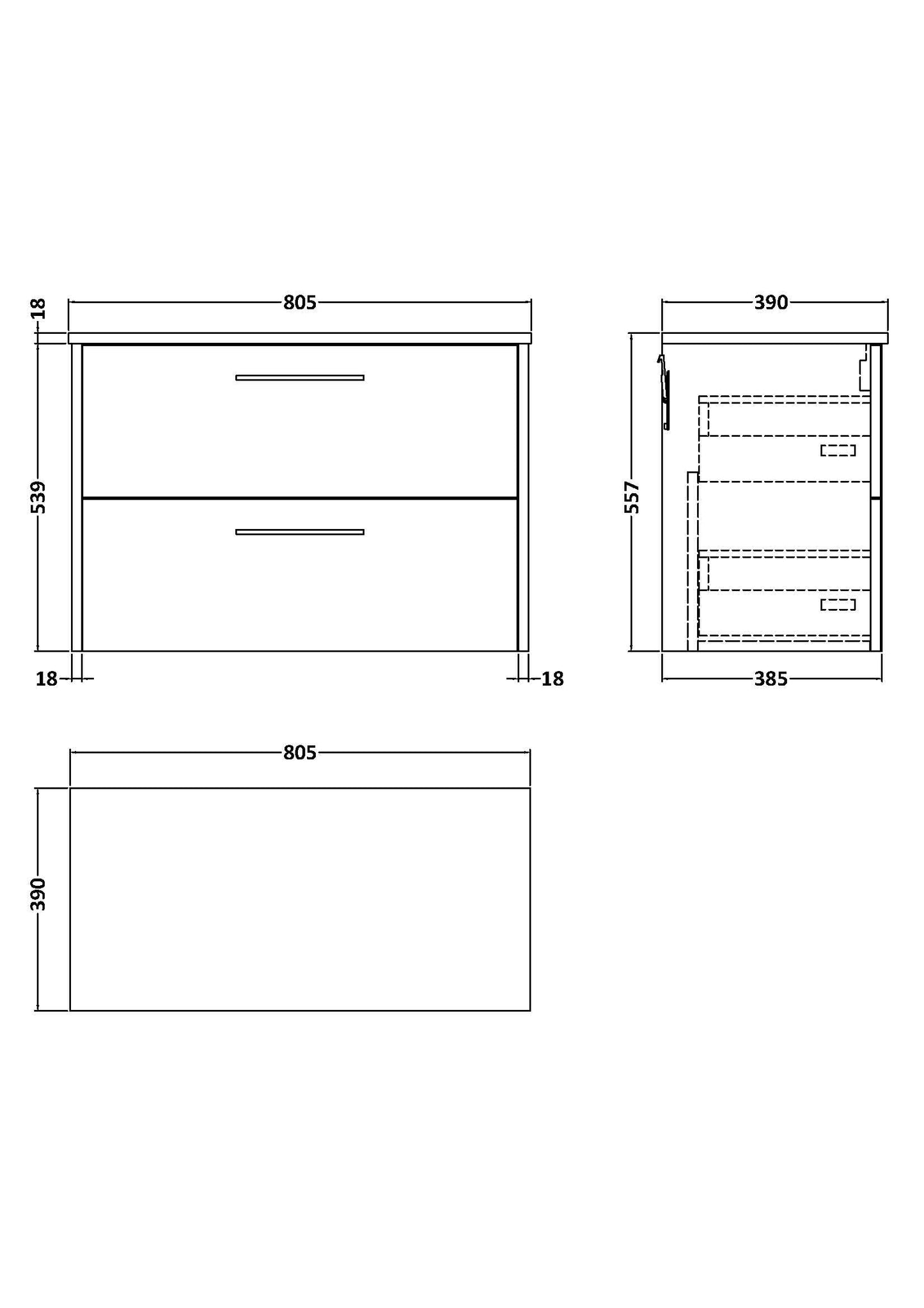 Hudson Reed Juno 800mm Wall Hung 2 Drawer Vanity Unit With Worktop