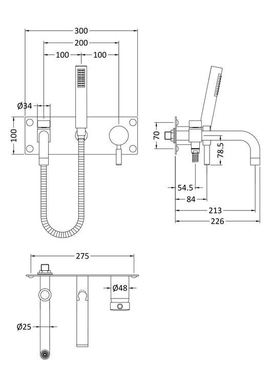 Tec Single Lever Wall Mounted Bath Shower Mixer