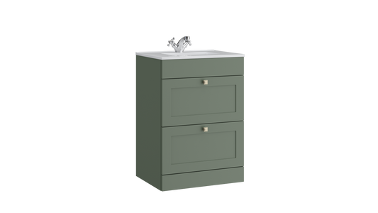 Sanctuary 600mm 2 Drawer Floor Standing Unit Matt White