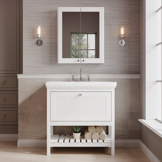 Hudson Reed Bexley 800mm Floor Standing 1 Drawer Vanity Unit with 3 Tap Hole Fireclay Basin