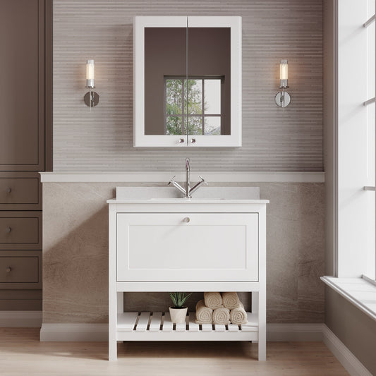 Bexley Floor Standing 1 Drawer Vanity & Single Bowl 1 Tap Hole Marble Top, 800mm