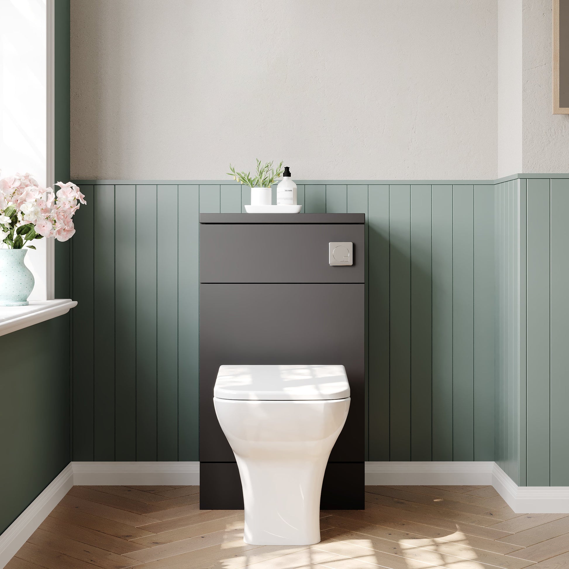 Hudson Reed Fusion 500mm Gloss Grey Floor Standing Toilet Unit With Coordinating Top