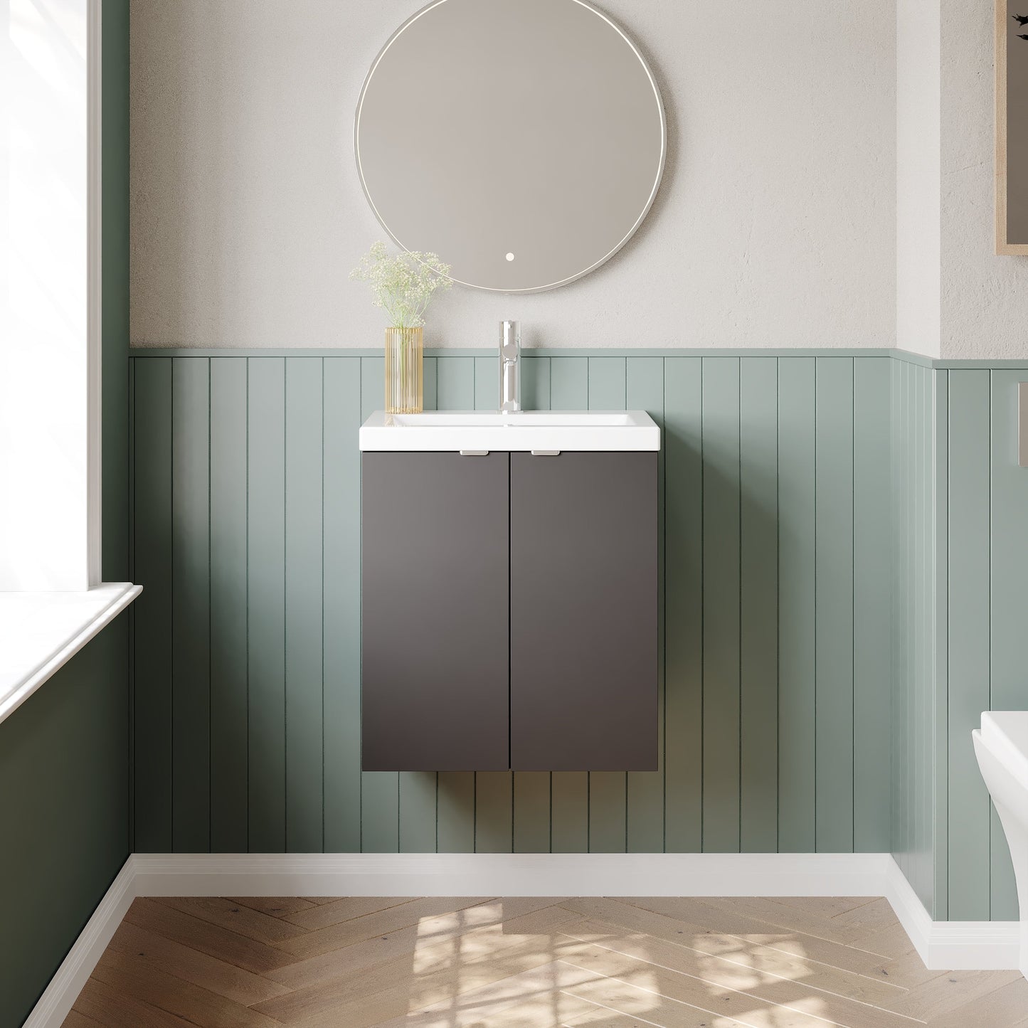 Hudson Reed Fusion 500mm Wall Hung 2 Door Vanity Unit & Ceramic Basin