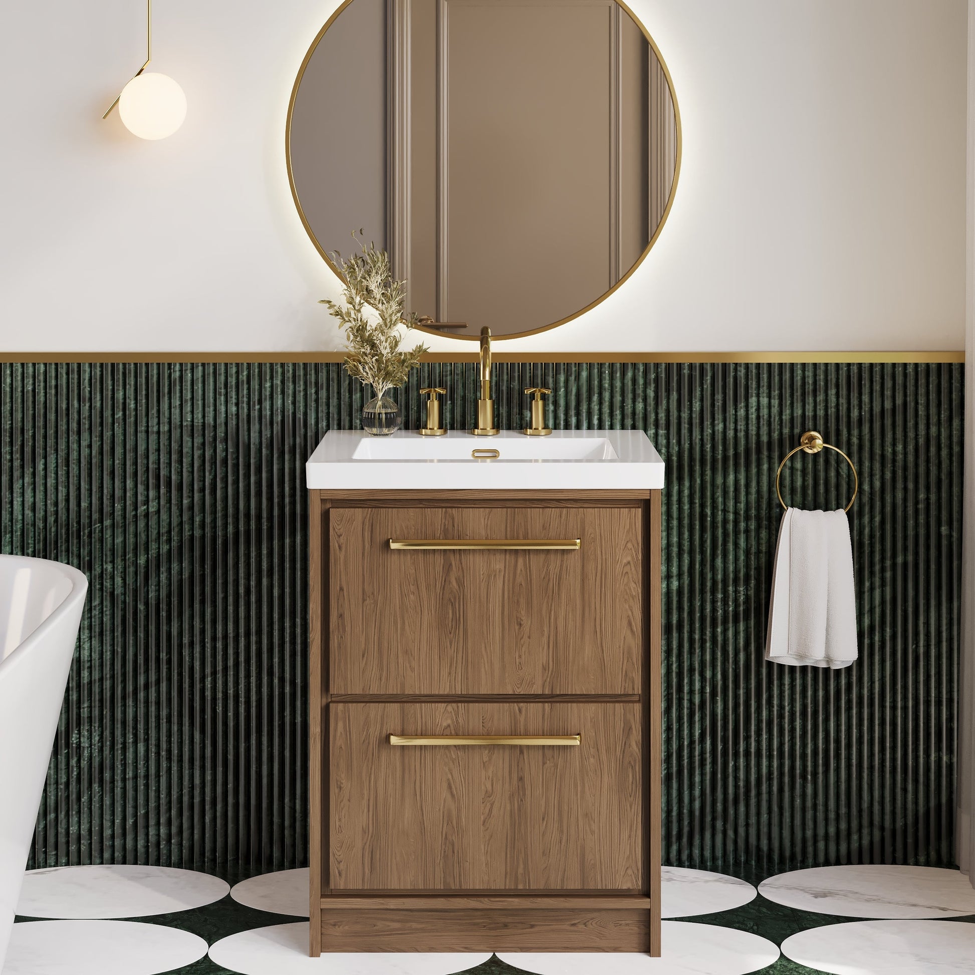 Lille 600mm Floor Standing 2-Drawer Vanity with Basin - 3 Tap Hole