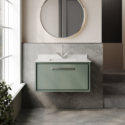 Lille 800mm Wall Hung Single Drawer Vanity with Marble Worktop Basin
