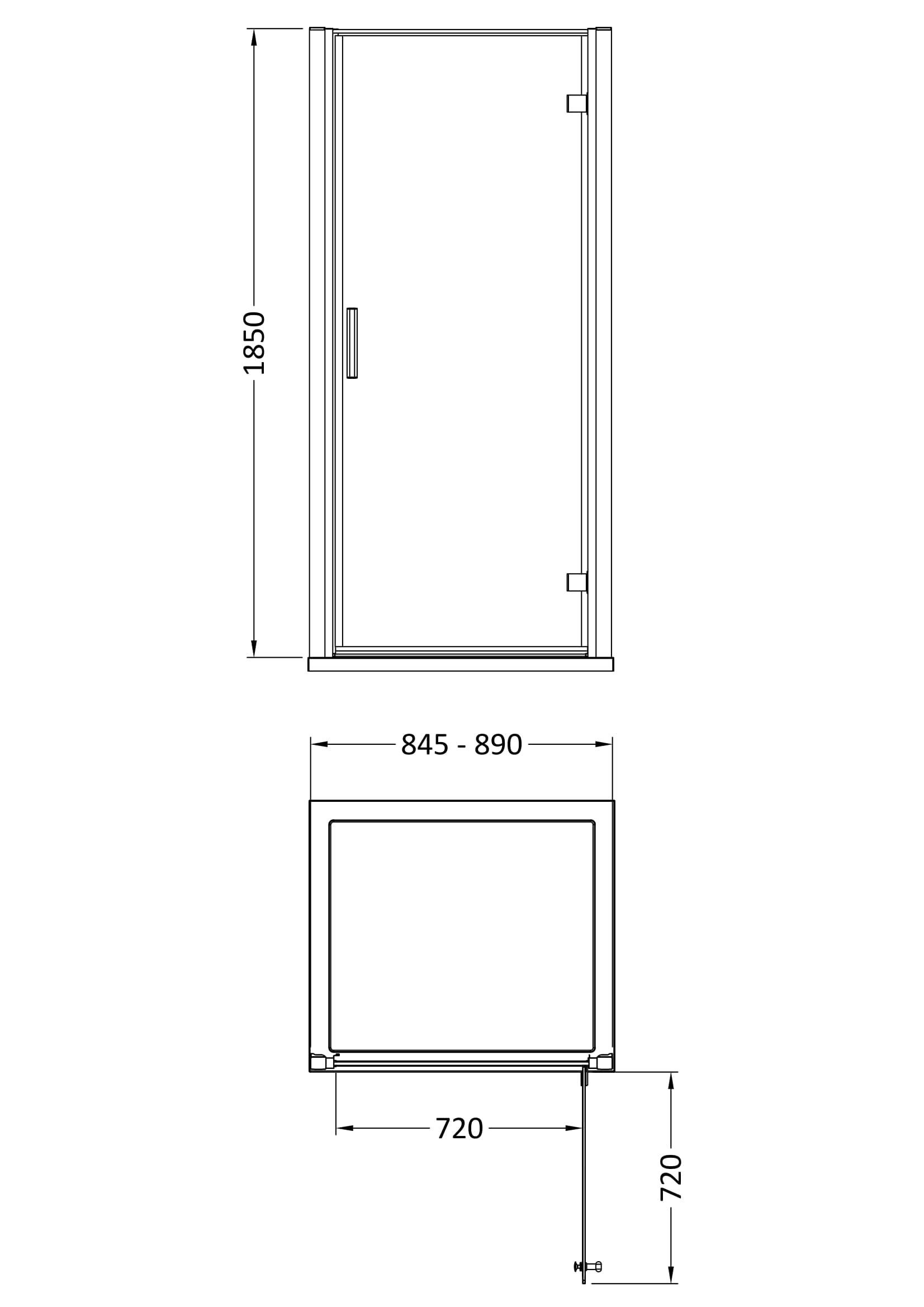 Hudson Reed Pacific 900mm Hinged Shower Door