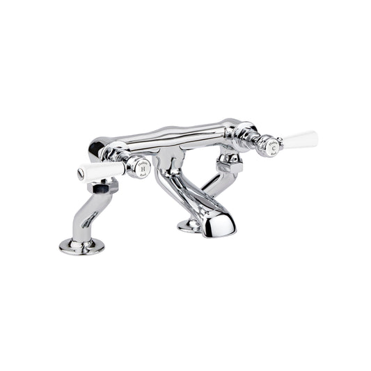 White Topaz With Lever Handle Deck Mounted Bath Filler