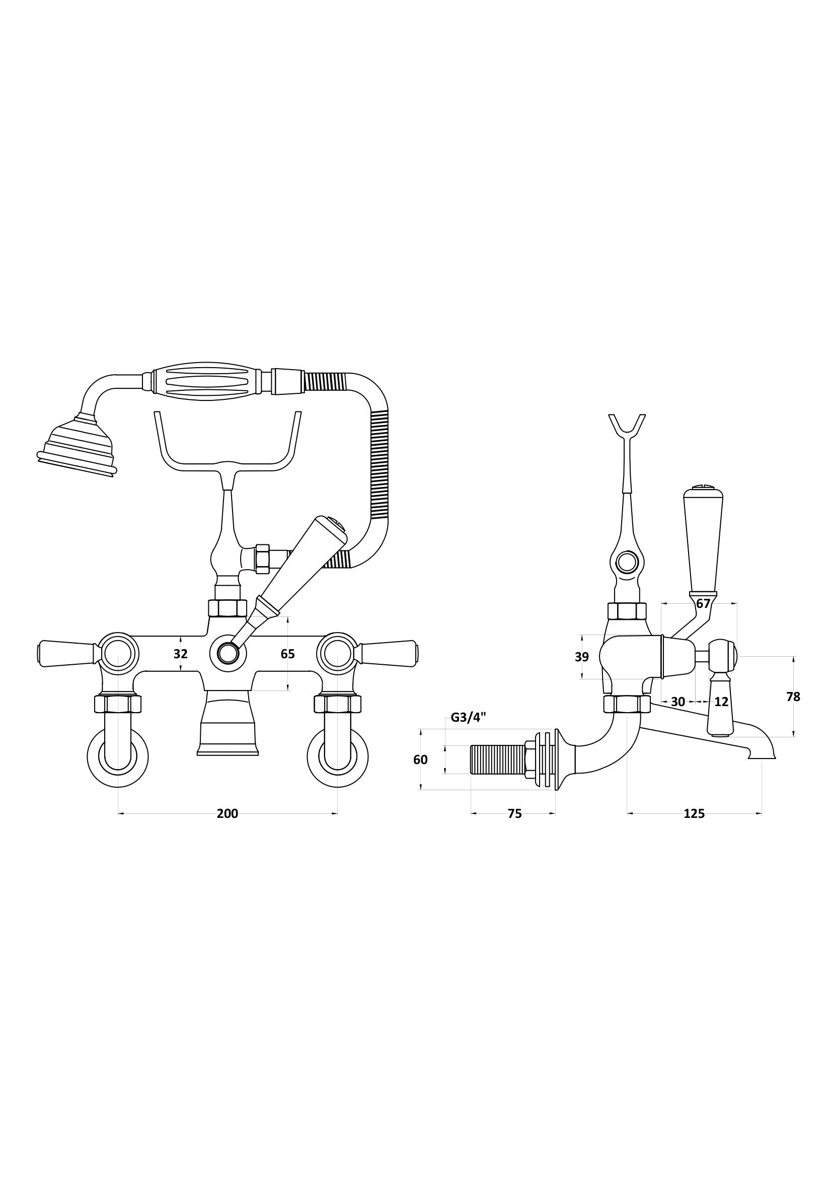 White Topaz With Lever Handle Wall Mounted Bath Shower Mixer