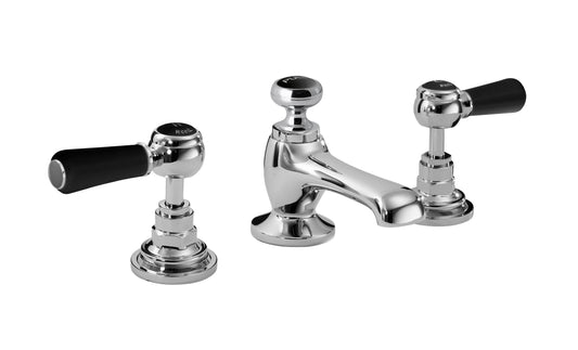 Black Topaz With Lever Handle 3 Tap Hole Basin Mixer
