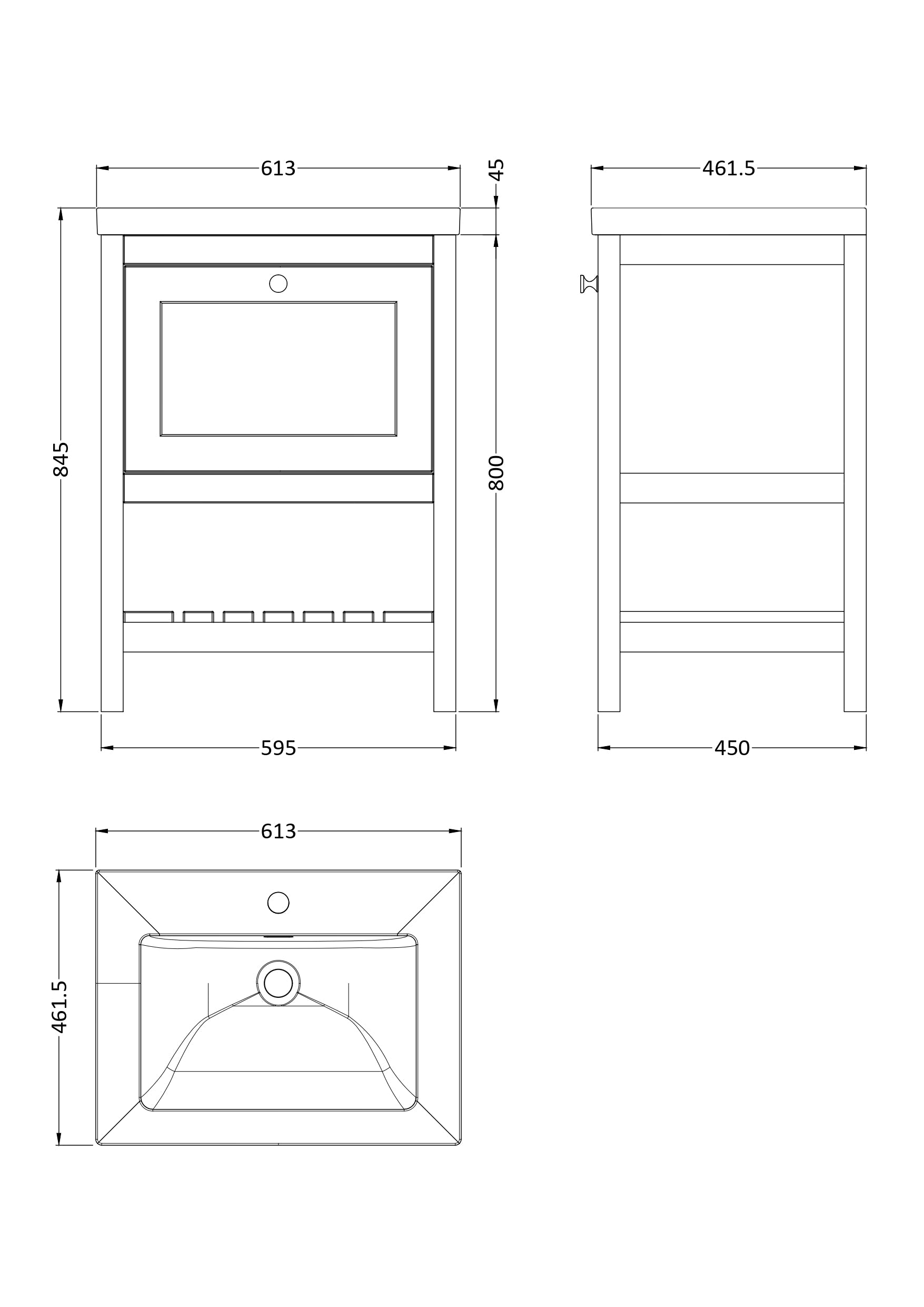 Hudson Reed Bexley 600mm Fern Green Traditional Floor Standing 1 Drawer Vanity Unit with 1 Tap Hole Basin
