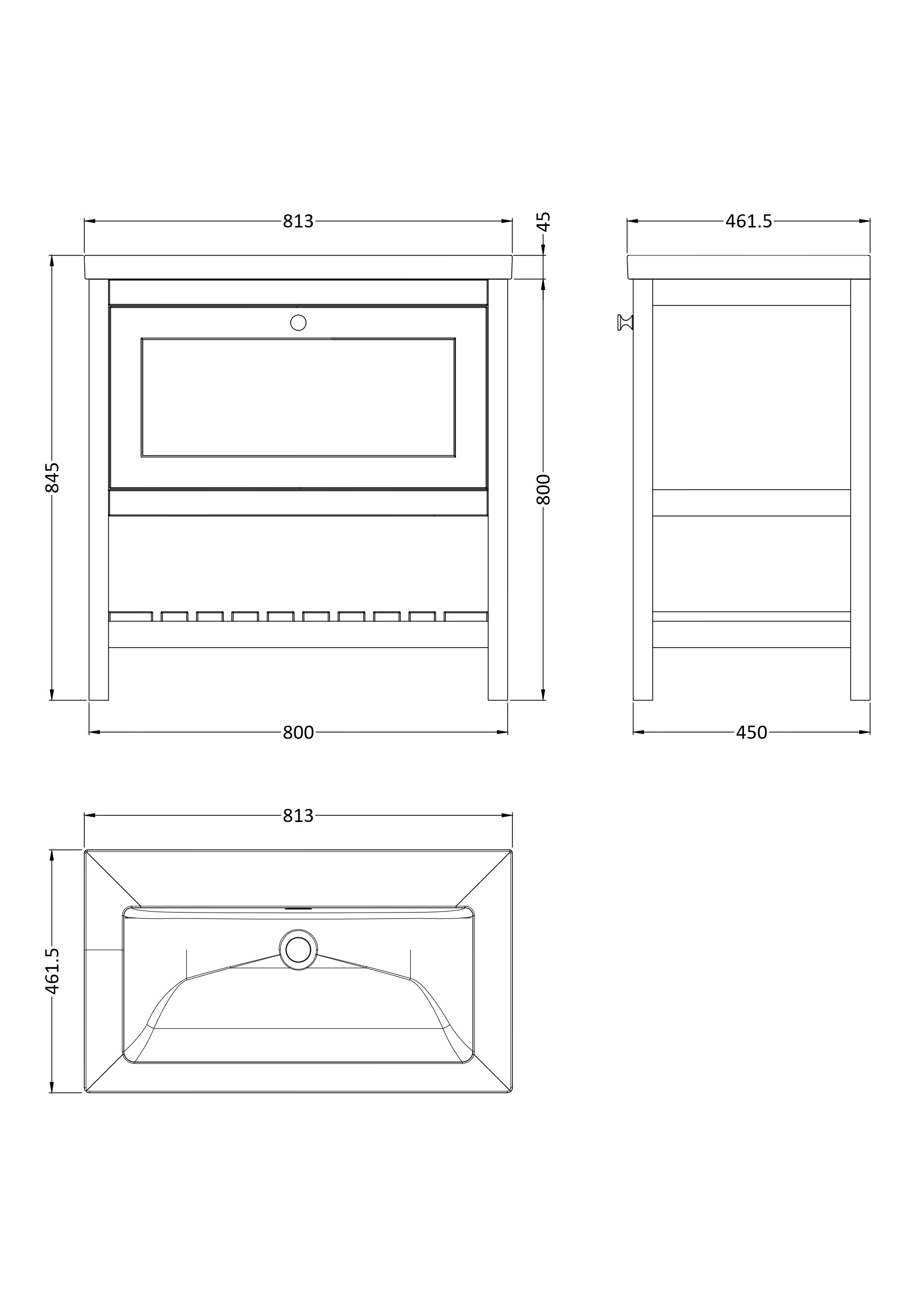 Bexley Floor Standing 1 Drawer Vanity & 0 Tap Hole Contemporary Fireclay Basin, 800mm - Fern Green
