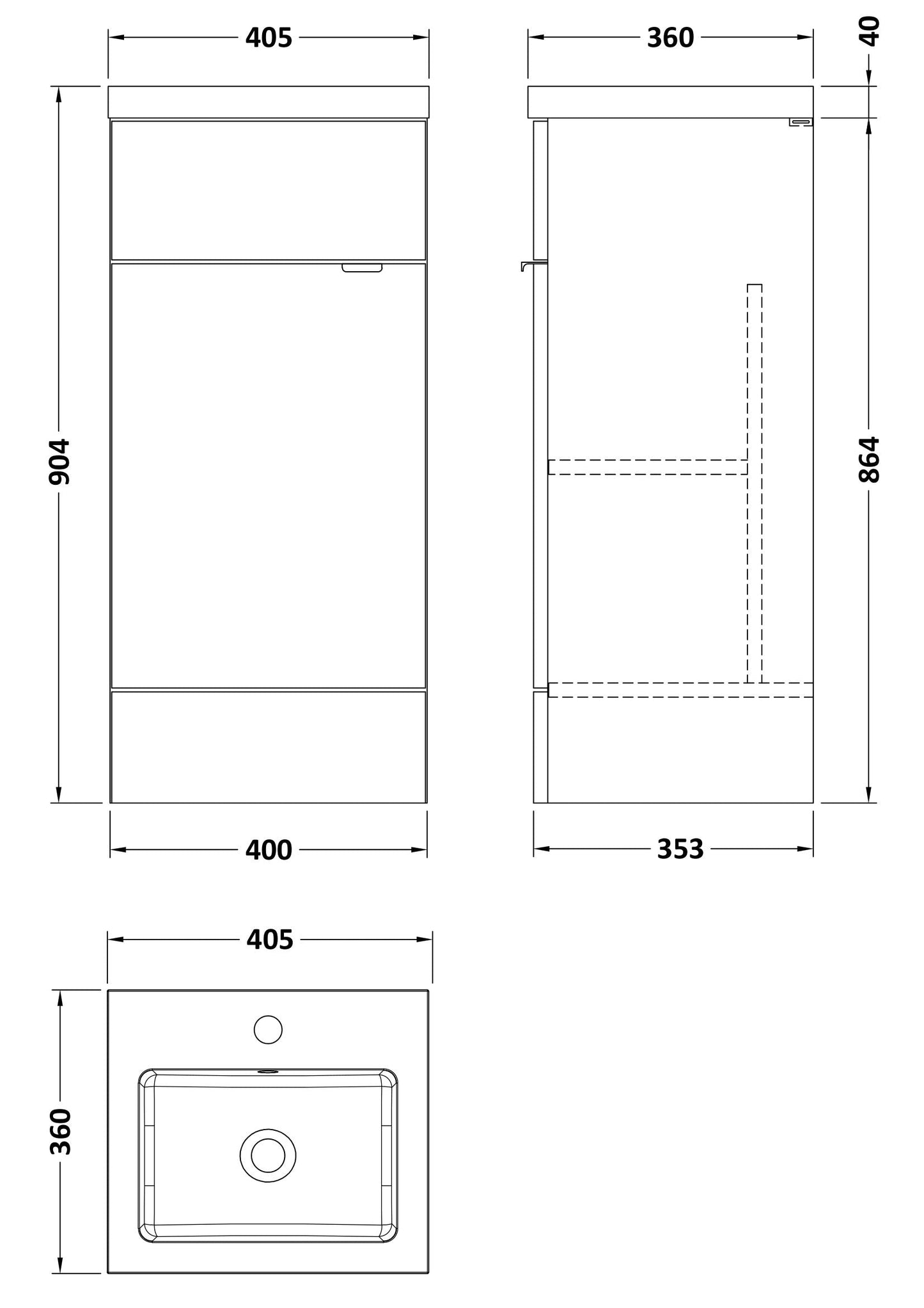 Hudson Reed Fusion 400mm Gloss White Floor Standing 1 Door Vanity Unit & Polymarble Basin