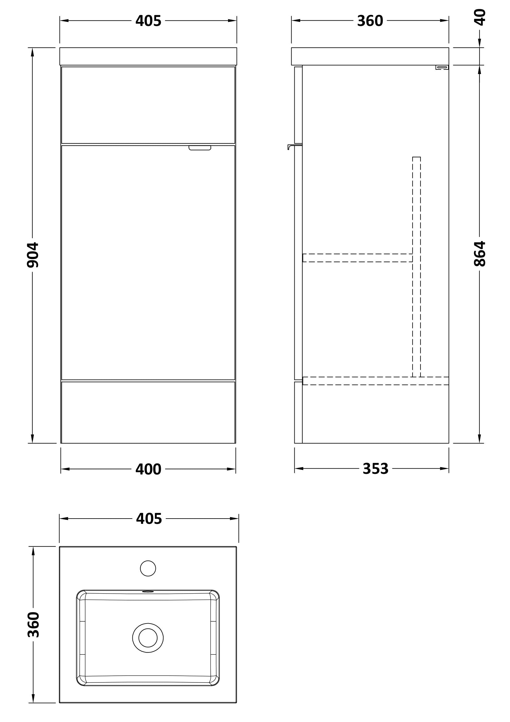 Hudson Reed Fusion 400mm Gloss White Floor Standing 1 Door Vanity Unit & Polymarble Basin