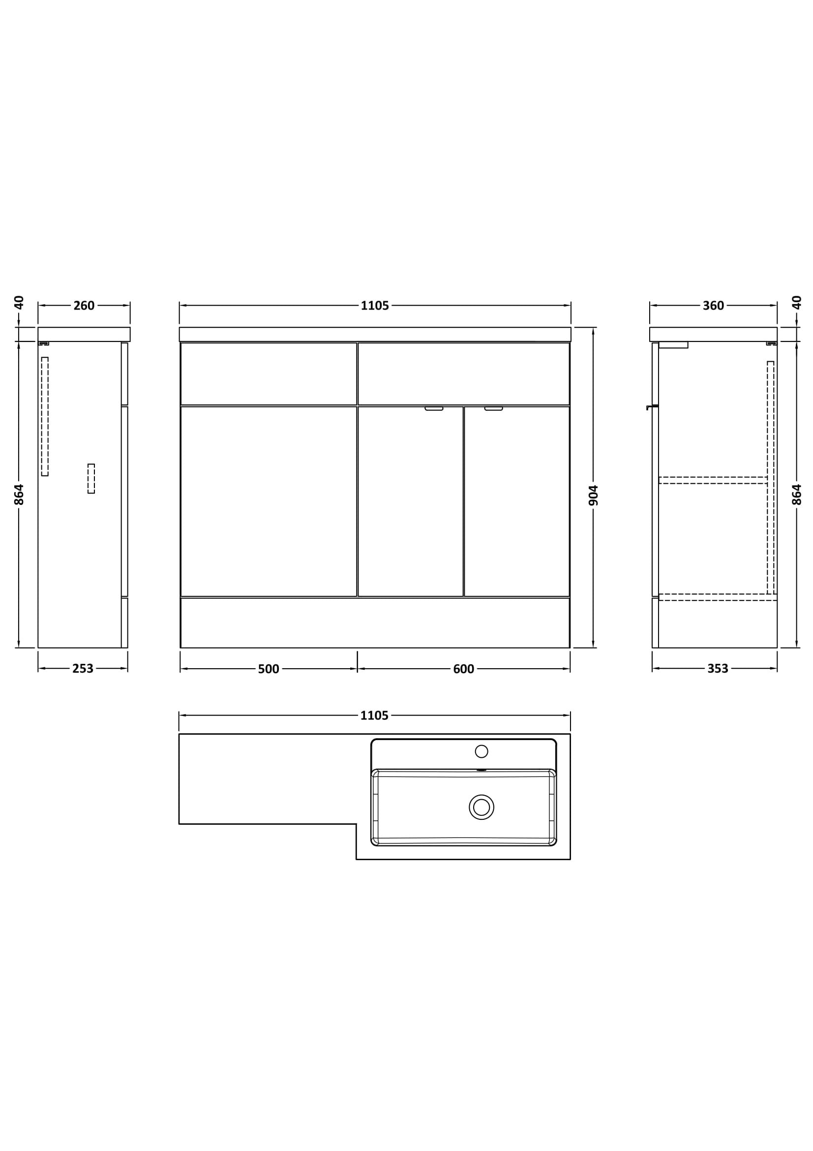 Hudson Reed Fusion 1100mm Right Hand Pebble Grey Combination Unit With Basin