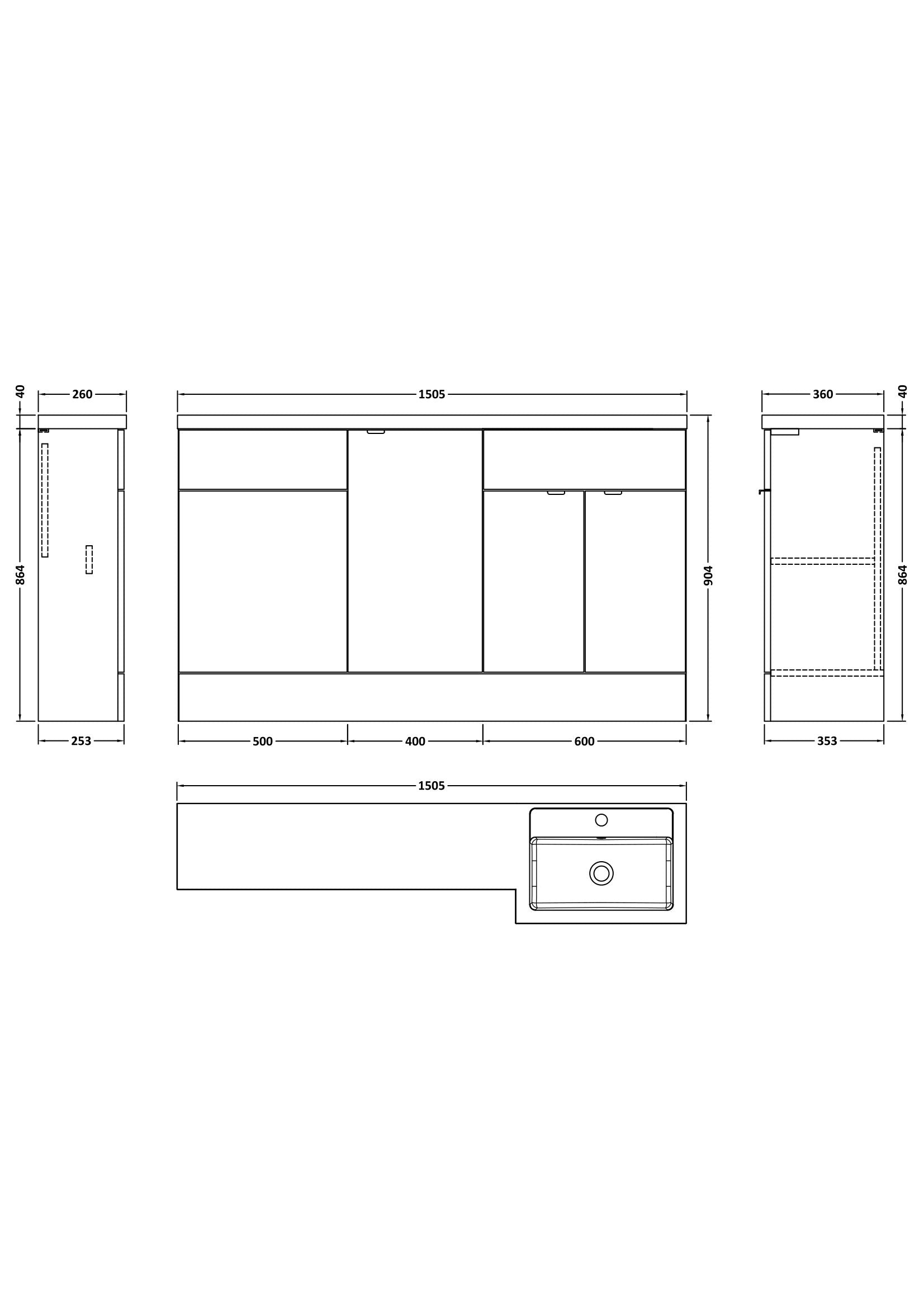Hudson Reed Fusion 1500mm Floor Standing 2 Door Vanity Basin & Right Hand Toilet Combination Unit