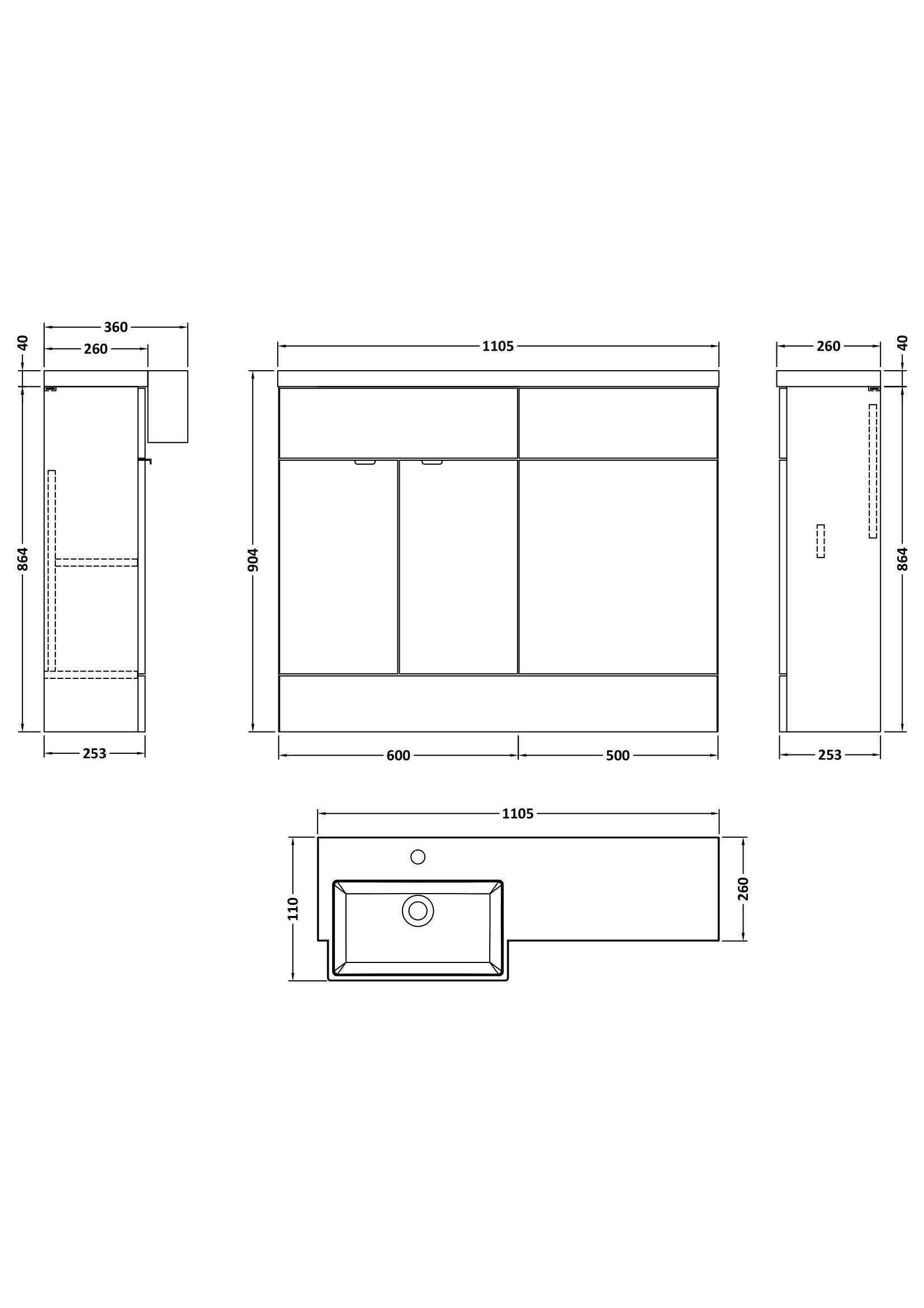 Hudson Reed Fusion 1100mm Charcoal Black Floor Standing 2 Door Vanity Unit & Toilet with Semi Recessed Basin