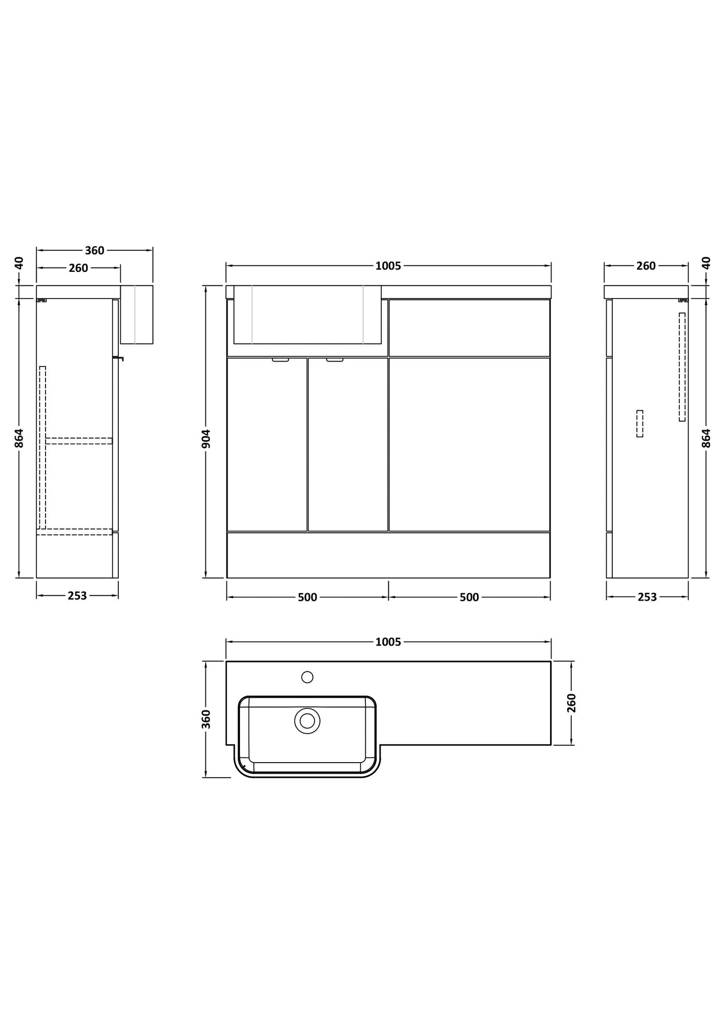 Hudson Reed Fusion 1000mm Floor Standing 2 Door Vanity Unit & Toilet Basin Combination With Soft Close Doors