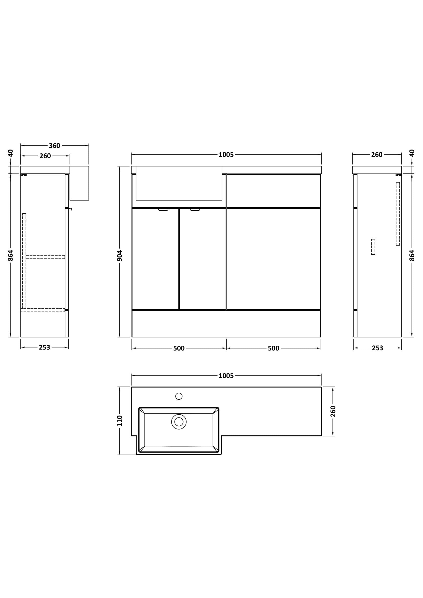 Hudson Reed Fusion 1005mm Gloss Grey 2 Door Floor Standing Left Hand Vanity Toilet Basin Unit
