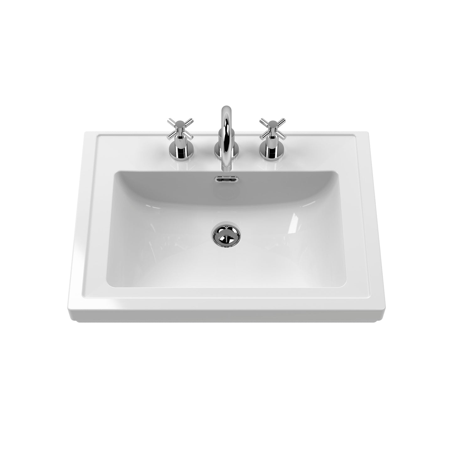 Hudson Reed Lille 600mm Fern Green Wall Hung 2-Drawer Vanity Unit with 3 Tap Hole Basin