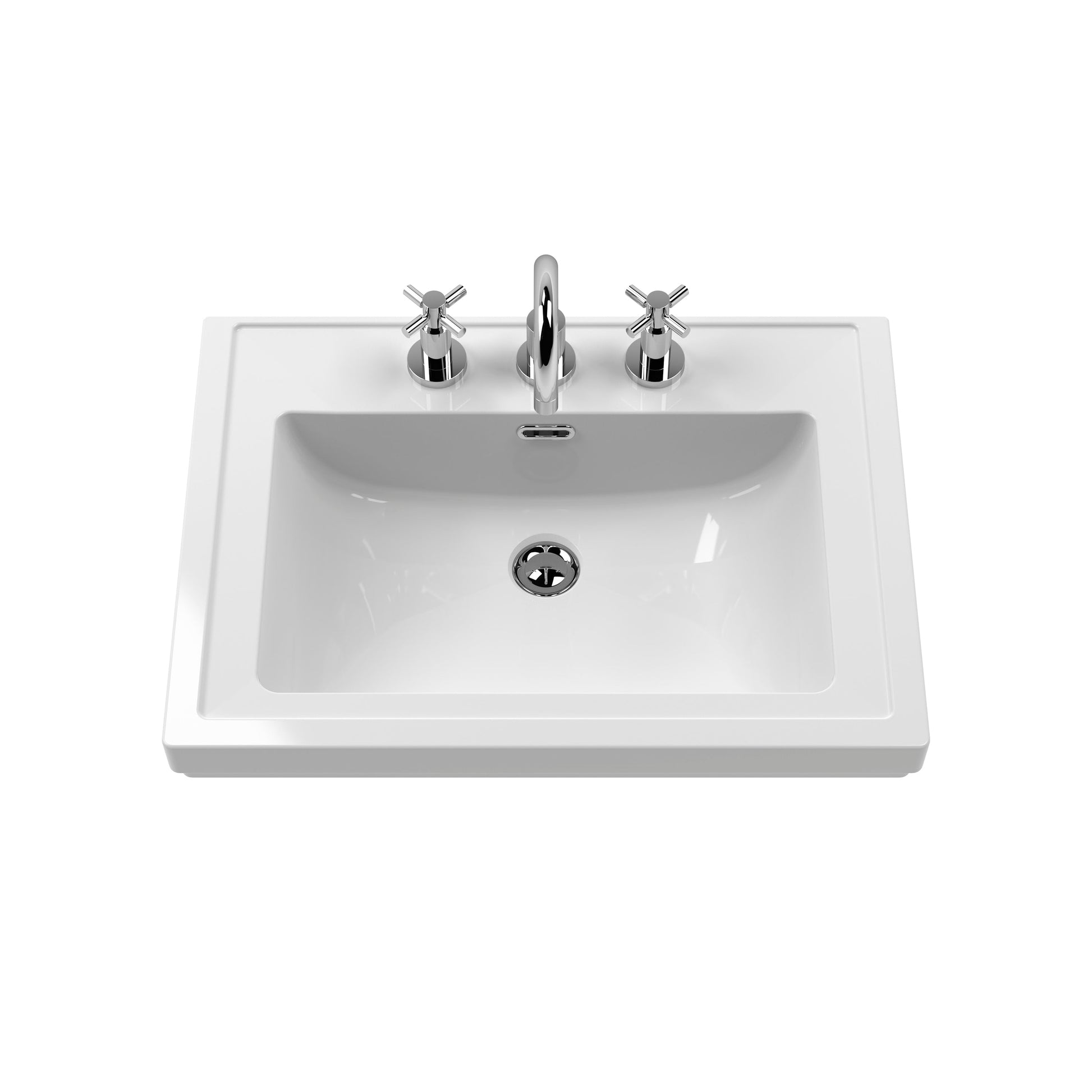 Hudson Reed Bexley 600mm Fern Green 1 Drawer Floor Standing Vanity Unit with 3 Tap Hole Fireclay Basin
