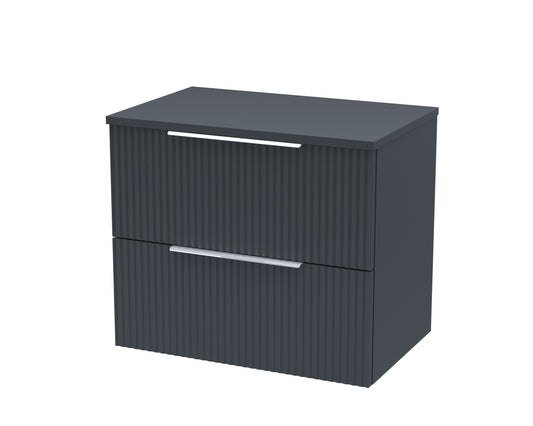 Hudson Reed Fluted 600mm Wall Hung 2-Drawer Vanity Unit With Worktop