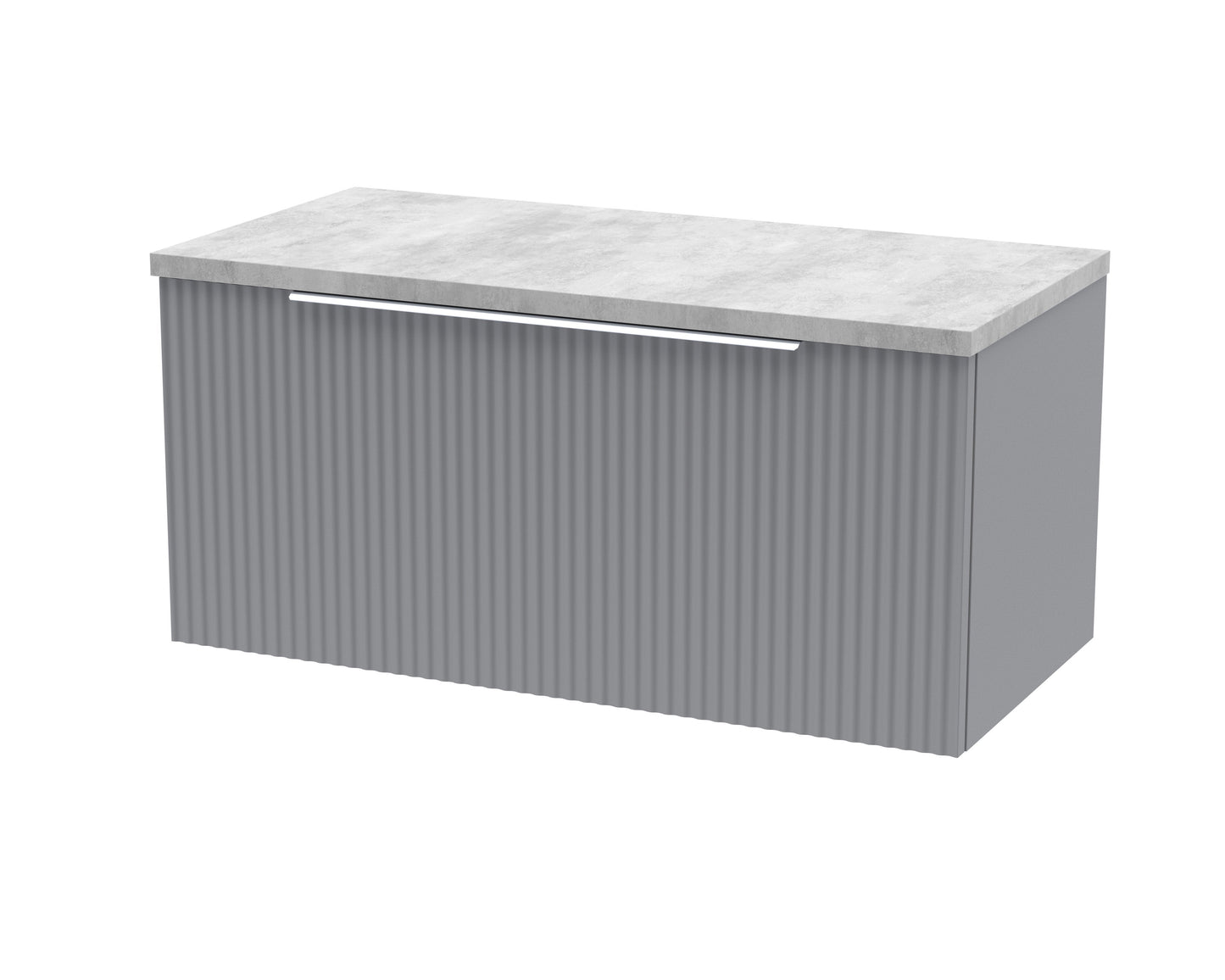 Fluted 800mm Wall Hung Single Drawer Vanity and Laminate Top