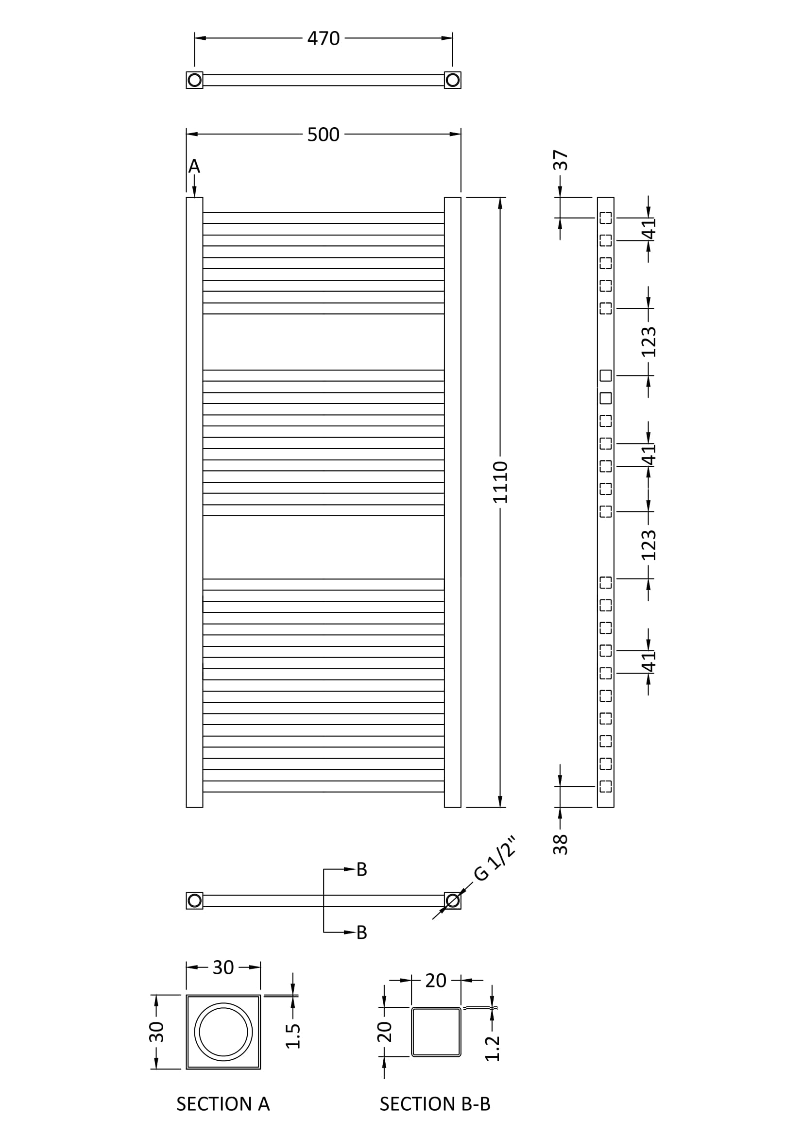 Electric Radiator 1100 x 500mm (500 Watt)