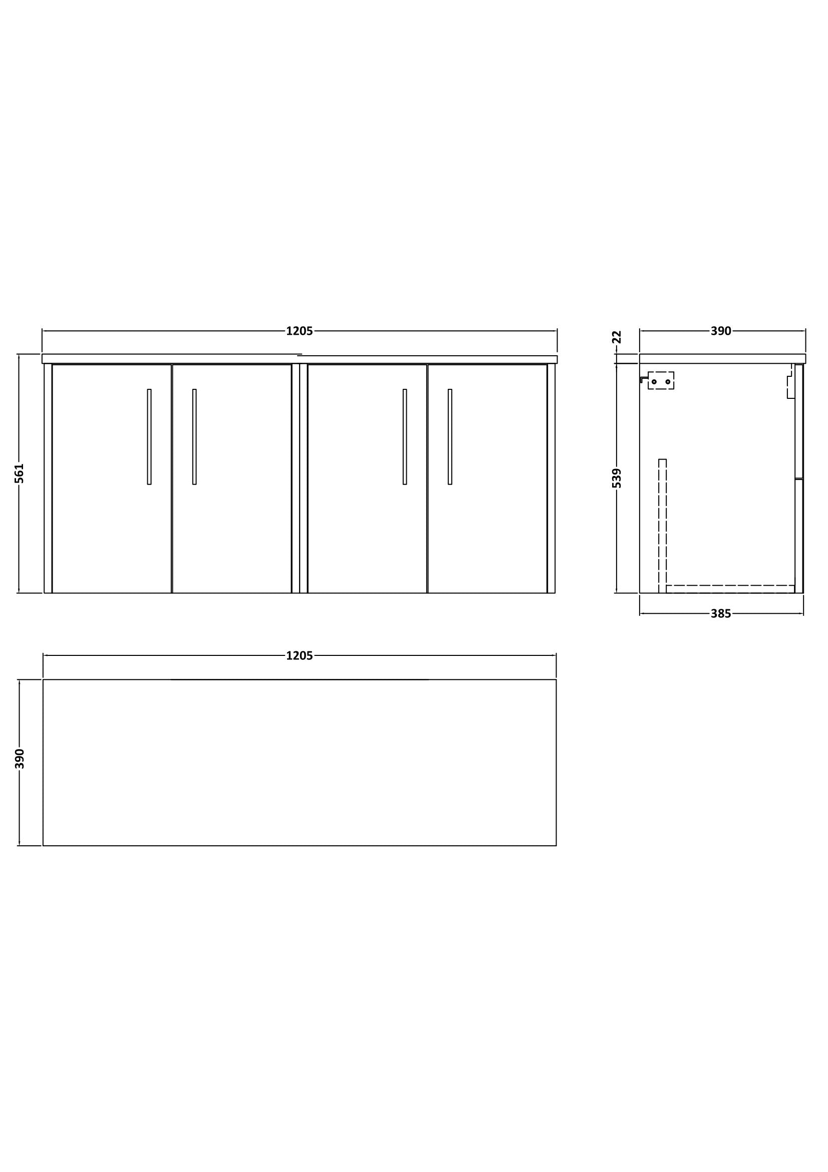 Hudson Reed Juno 1200mm Wall Hung Autumn Oak 2-Door Vanity Unit With Laminate Worktop