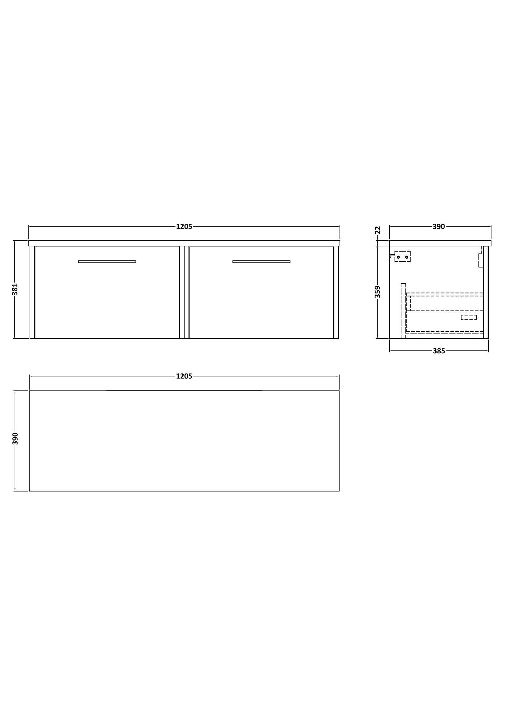 Hudson Reed Juno 1200mm Graphite Grey Woodgrain Wall Hung 2-Drawer Vanity Unit With Laminate Worktop