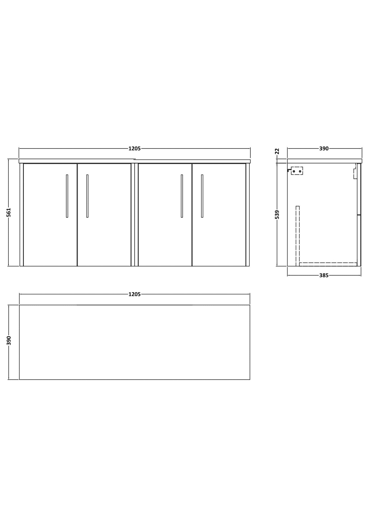 Hudson Reed Juno 1200mm Wall Hung Graphite Grey Woodgrain 2-Door Vanity Unit With Laminate Worktop