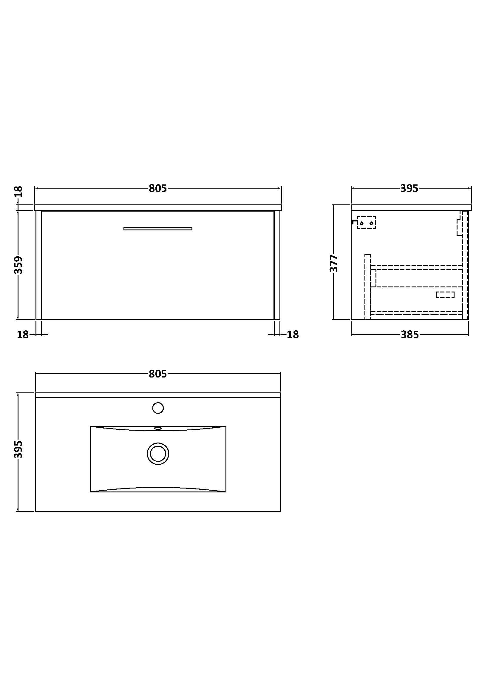 Hudson Reed Juno 800mm Coastal Grey Wall Hung Single Drawer Vanity Unit with 1 Tap Hole Basin