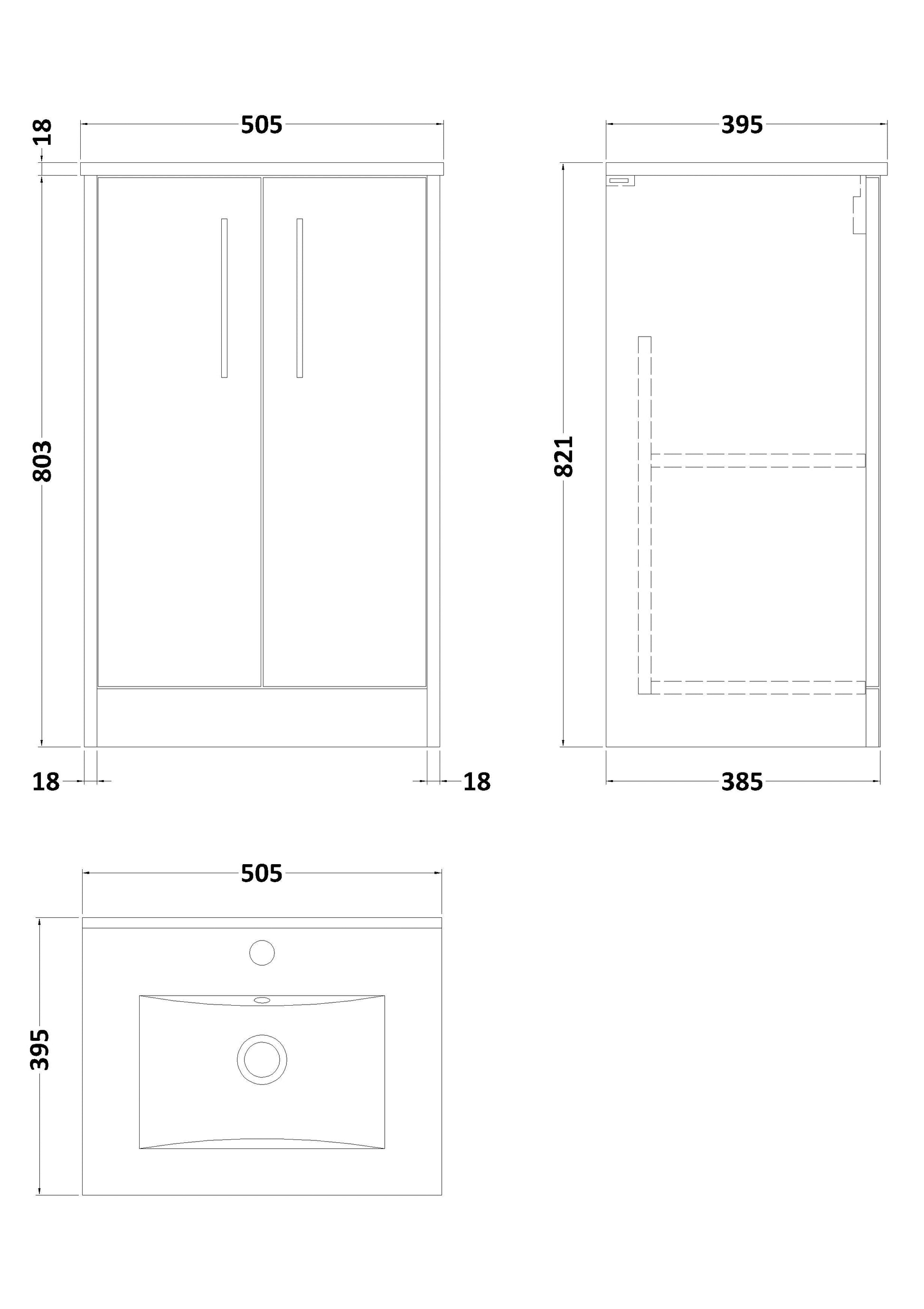 Hudson Reed Juno 500mm Floor Standing 2 Door Vanity Unit With Basin