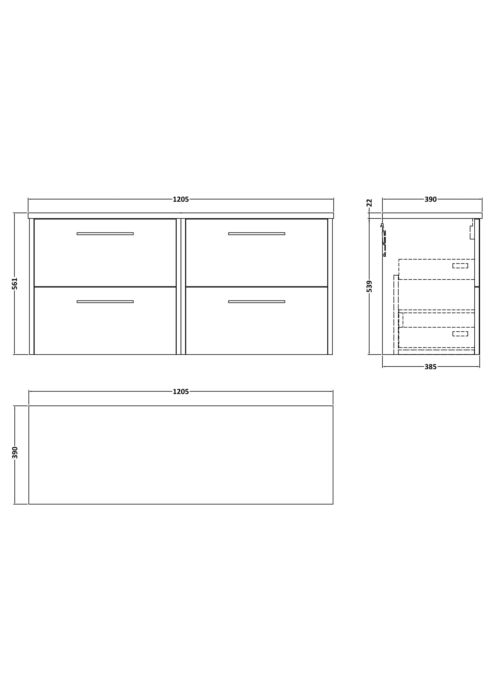 Hudson Reed Juno 1200mm Wall Hung Midnight Blue 4-Drawer Vanity Unit With Laminate Worktop