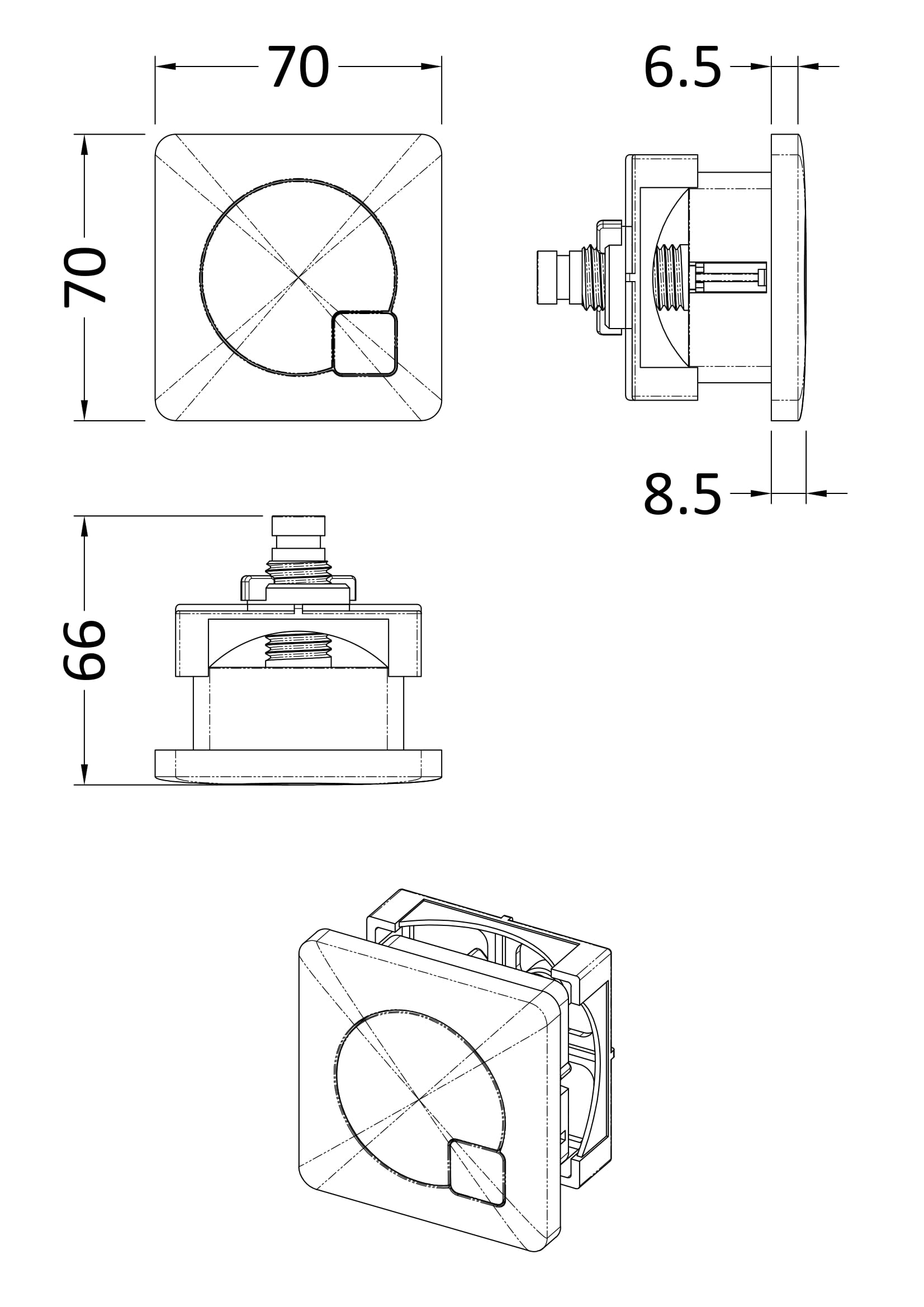 Ceramics Accessories Square Dual Flush Chrome Push Button