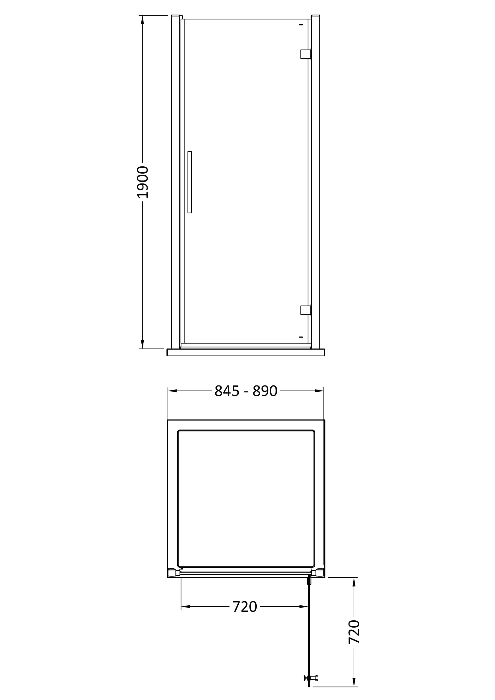 Hudson Reed Apex 900mm Chrome Hinged Shower Door With Handle