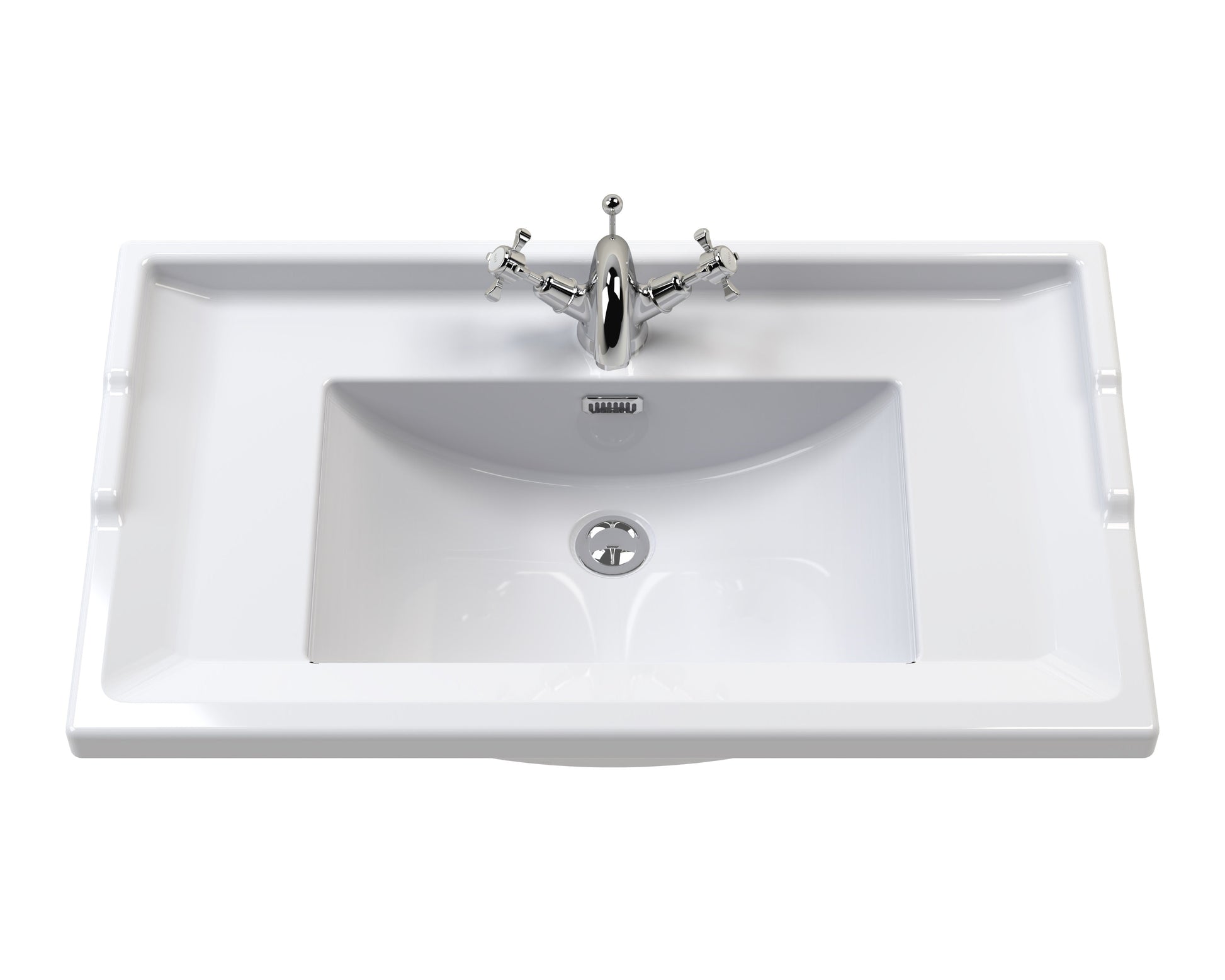 Hudson Reed Old London Twilight Blue Floor Standing 2 Door Vanity Unit with 1 Tap Hole Ceramic Basin