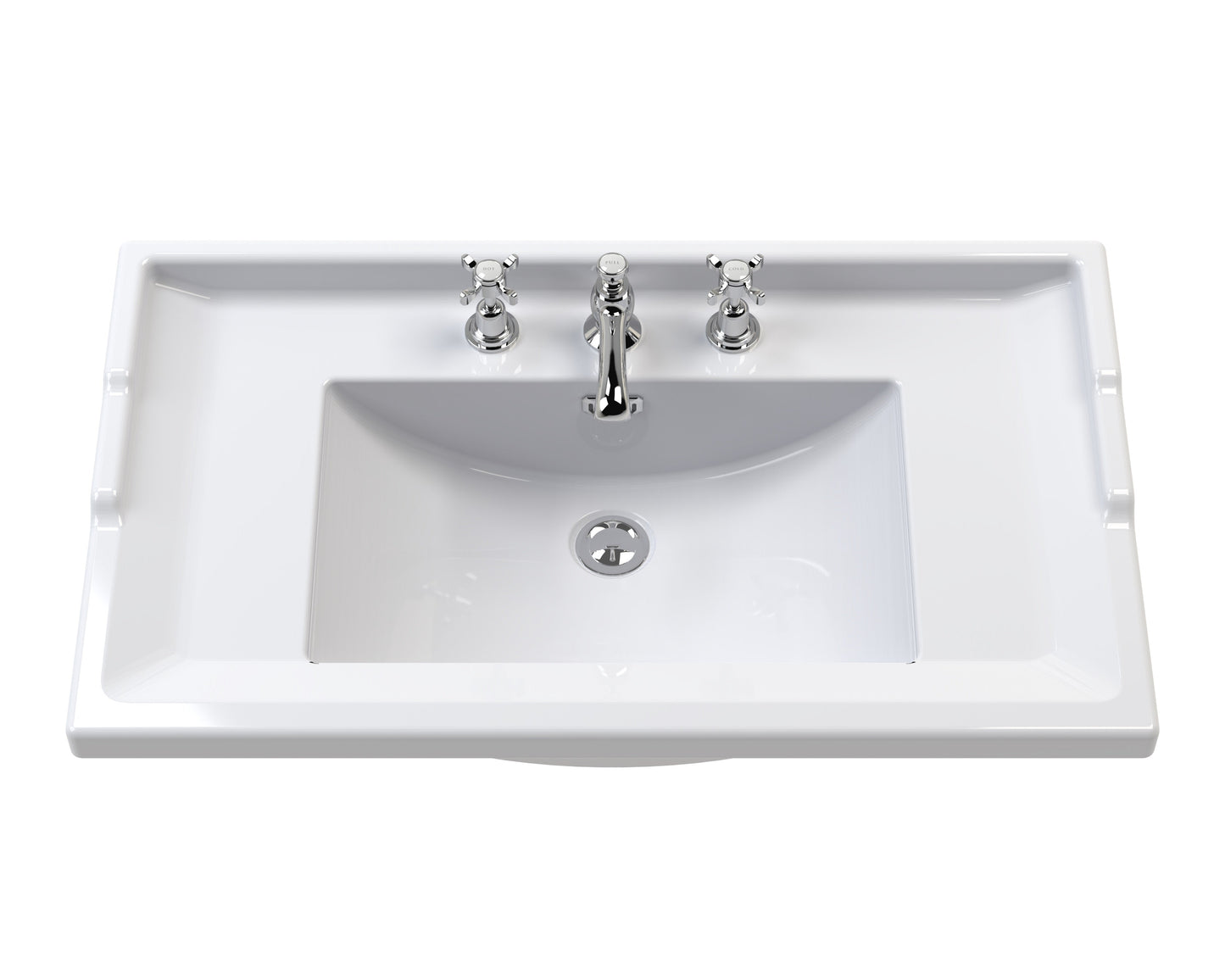 Hudson Reed Old London 1000mm Hunter Green Floor Standing 2 Door Vanity Unit With 3 Tap Hole Ceramic Basin