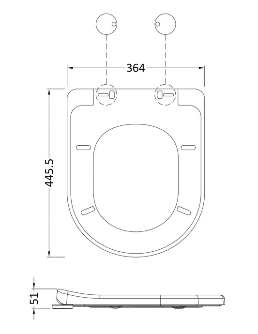 Hudson Reed D Shape Gloss White Toilet Seat With Soft Close Quick Release