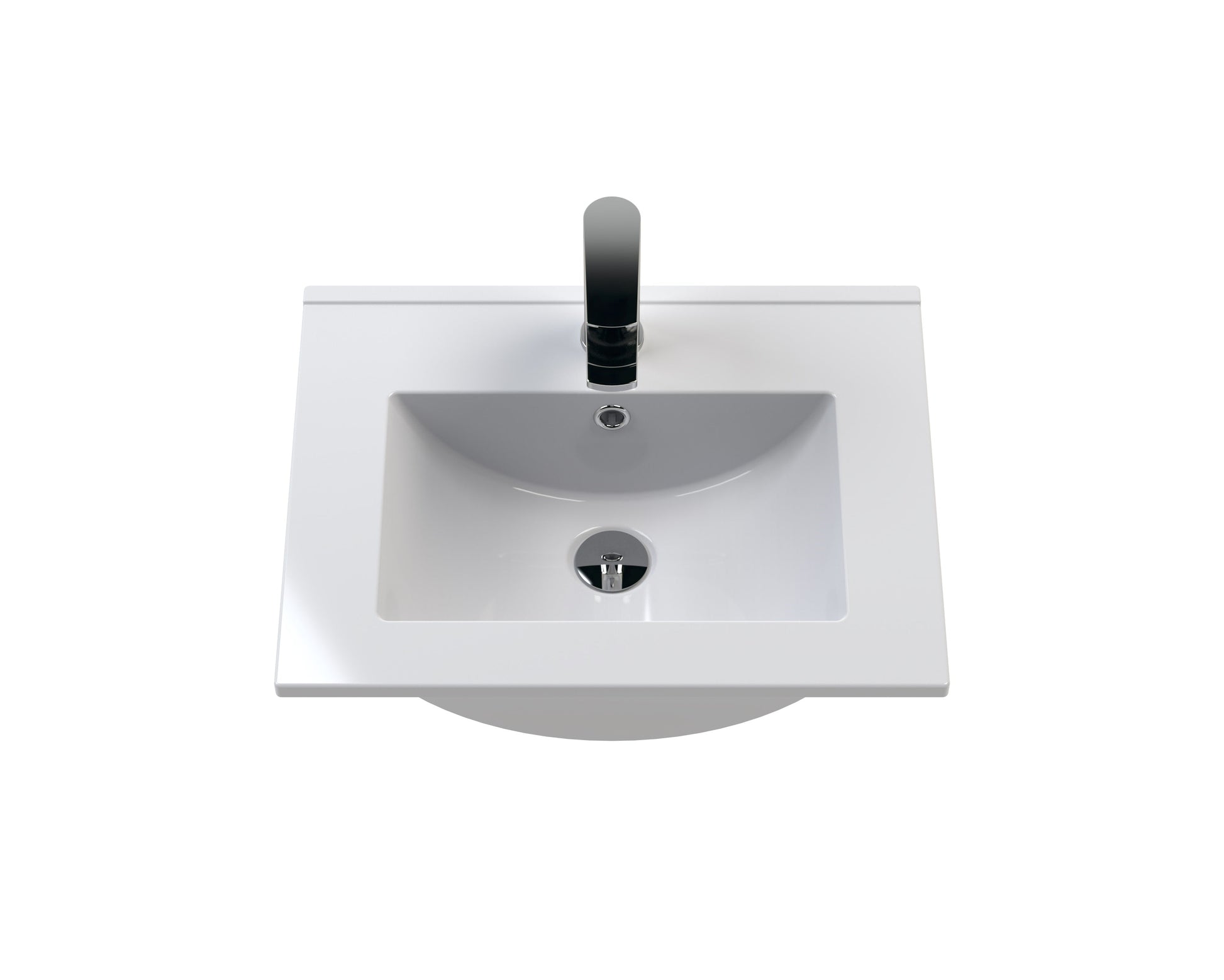 Hudson Reed Fluted 500mm Satin Blue Wall Hung Single Drawer Vanity Unit With Ceramic Basin