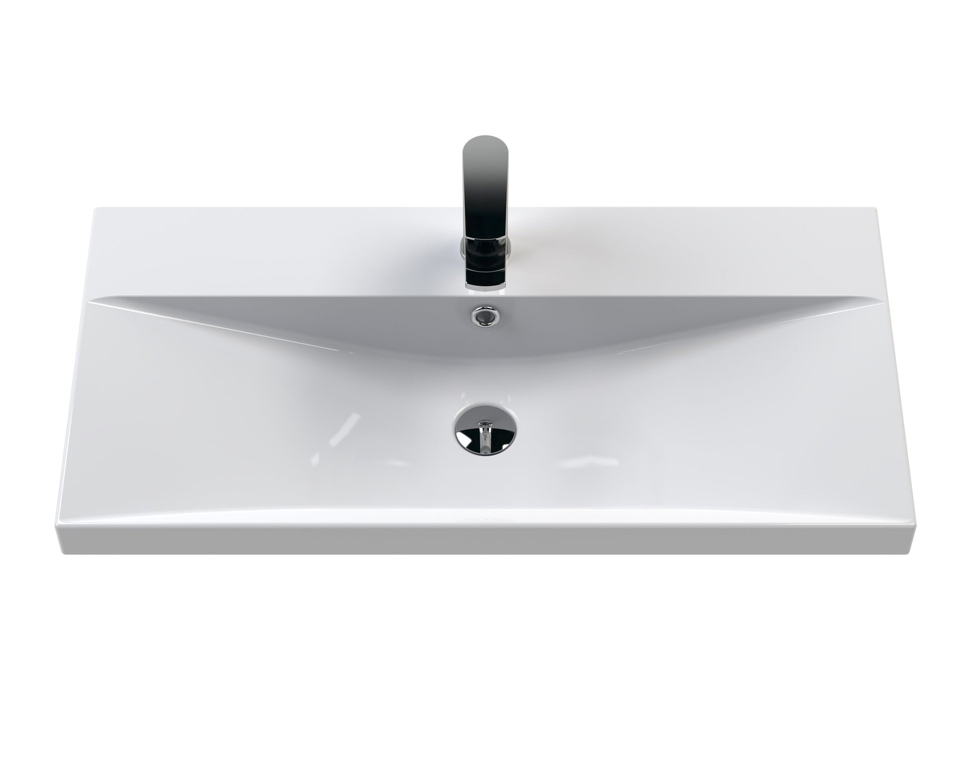 Hudson Reed Fluted 800mm Satin Green Wall Hung Single Drawer Vanity Unit With Thin-Edge Basin