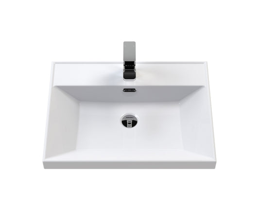 Hudson Reed Lille 600mm Wall Hung Pebble Grey 2-Drawer Vanity Unit With 1 Tap Hole Basin