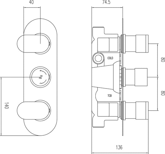 Reign Triple Thermostatic Shower Valve