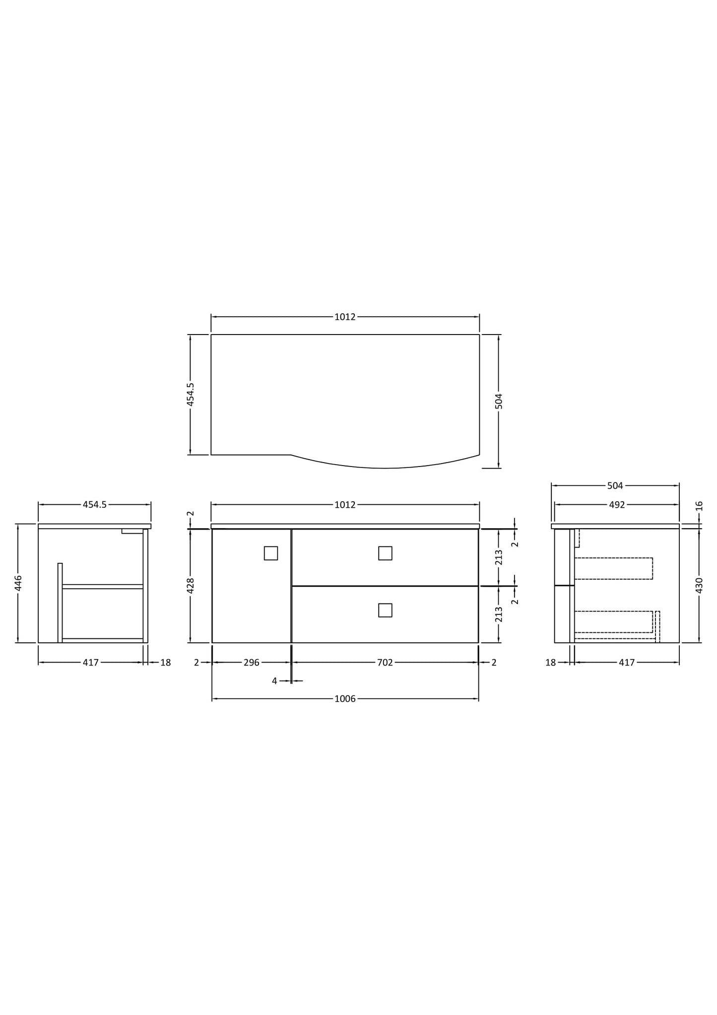 Hudson Reed Sarenna 1000mm Right Hand 2 Drawer 1 Door Wall Hung Vanity Unit With White Marble Top