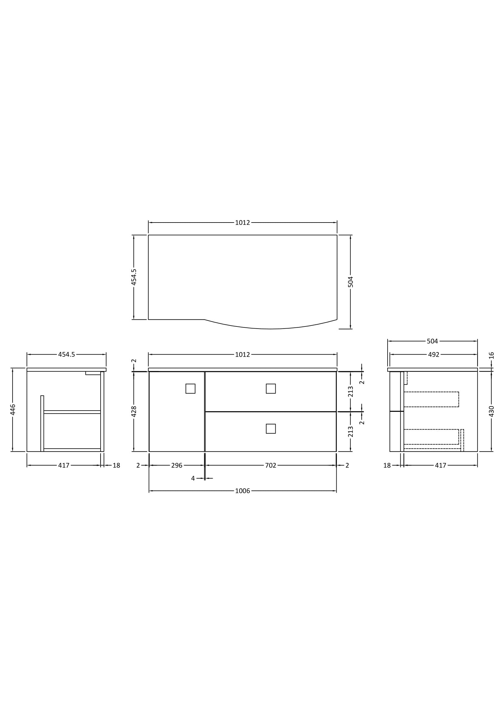 Hudson Reed Sarenna 1000mm Wall Hung Right Hand 2 Drawer 1 Door Vanity Unit With White Marble Top