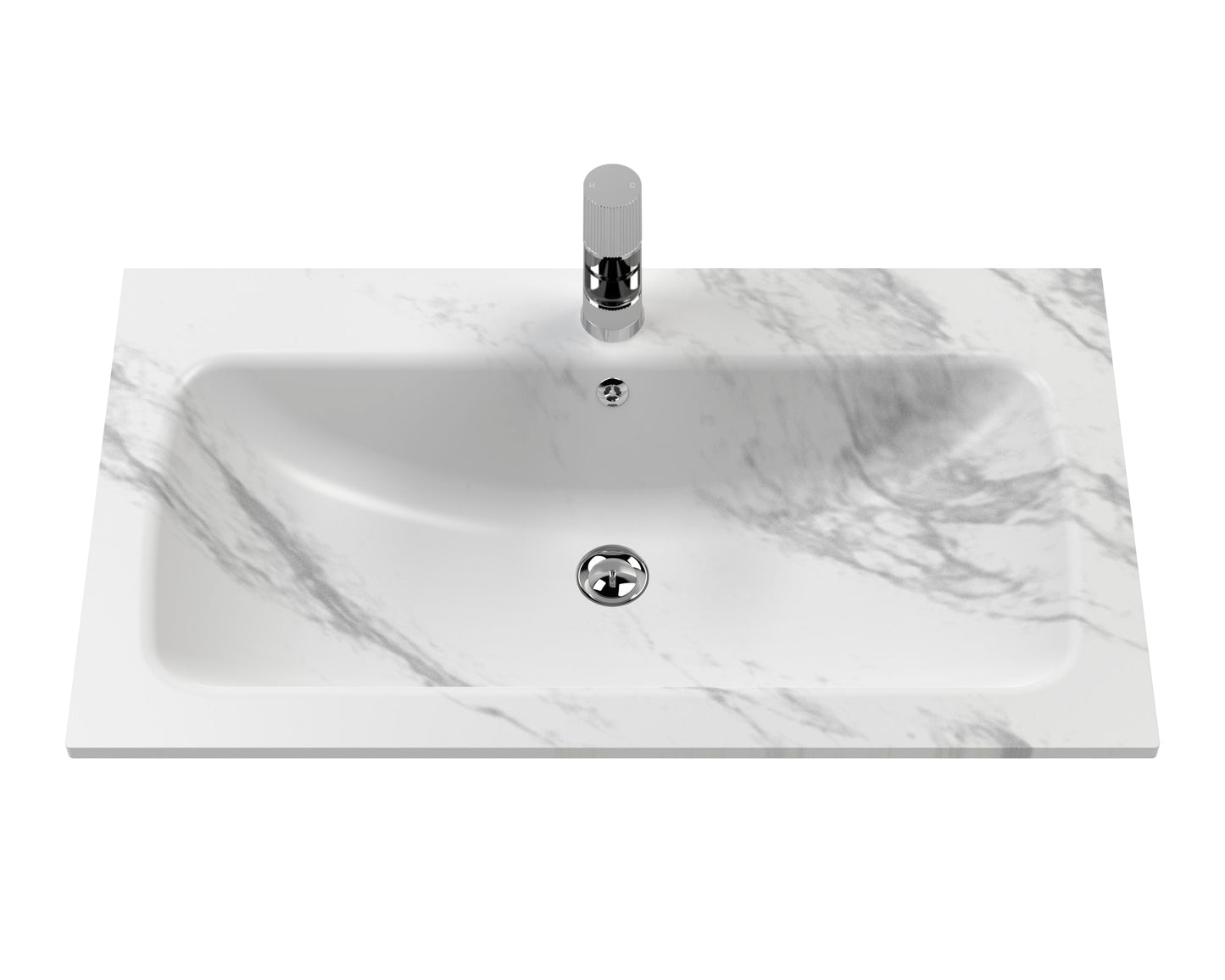 Bexley Floor Standing 1 Drawer Vanity & 1 Tap Hole Stone Basin, 800mm - Pure White